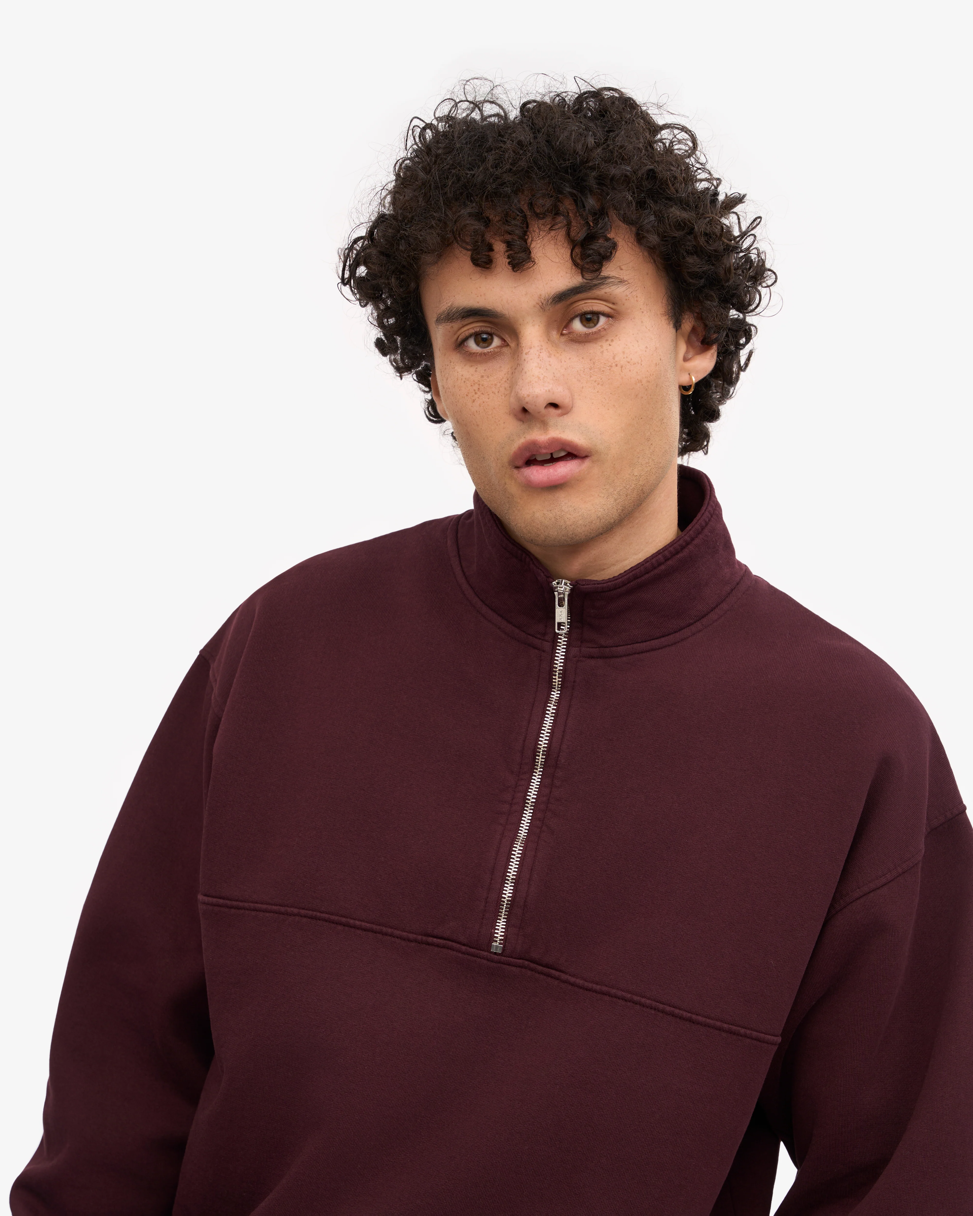 Organic Quarter Zip - Oxblood Red