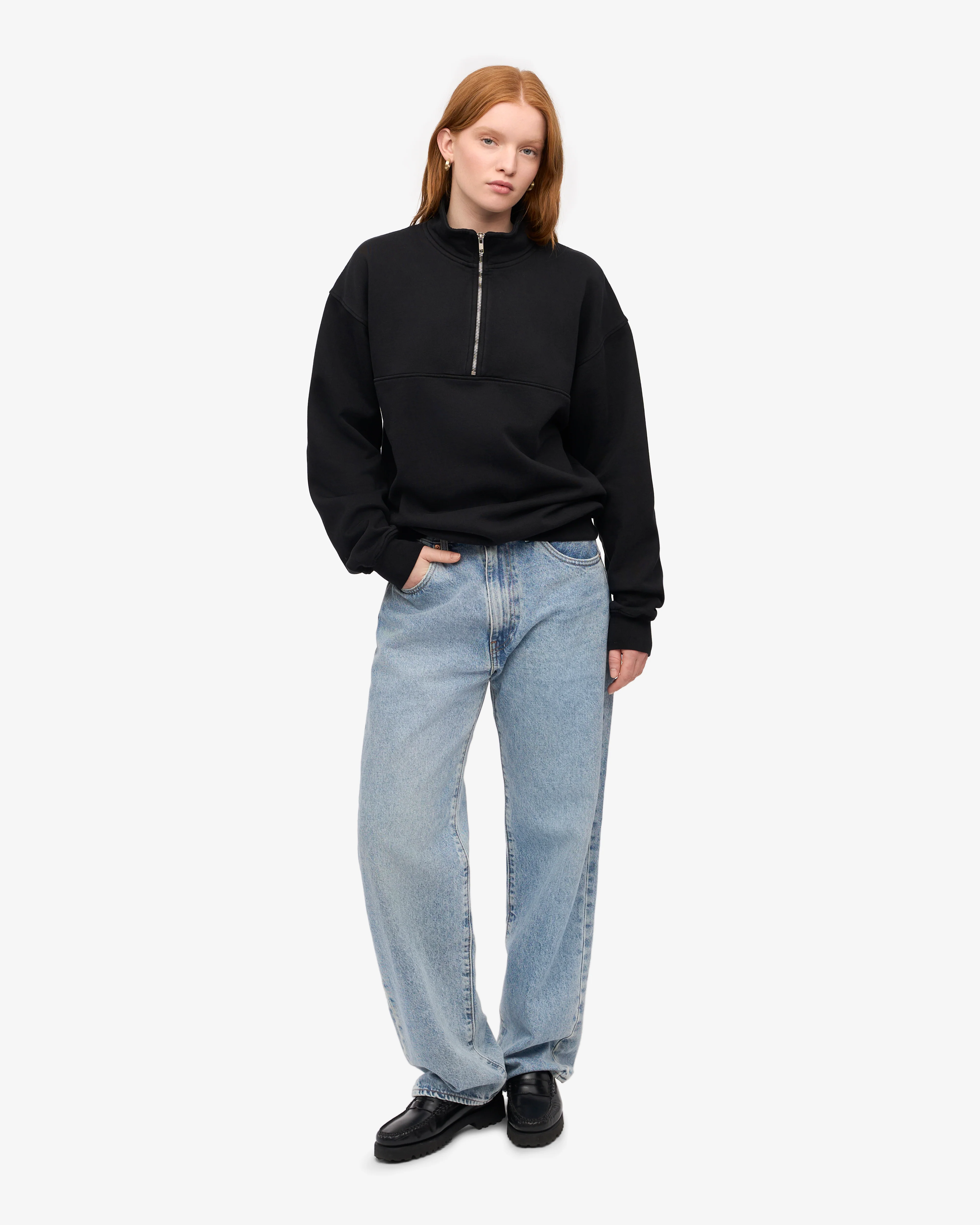Organic Quarter Zip - Deep Black