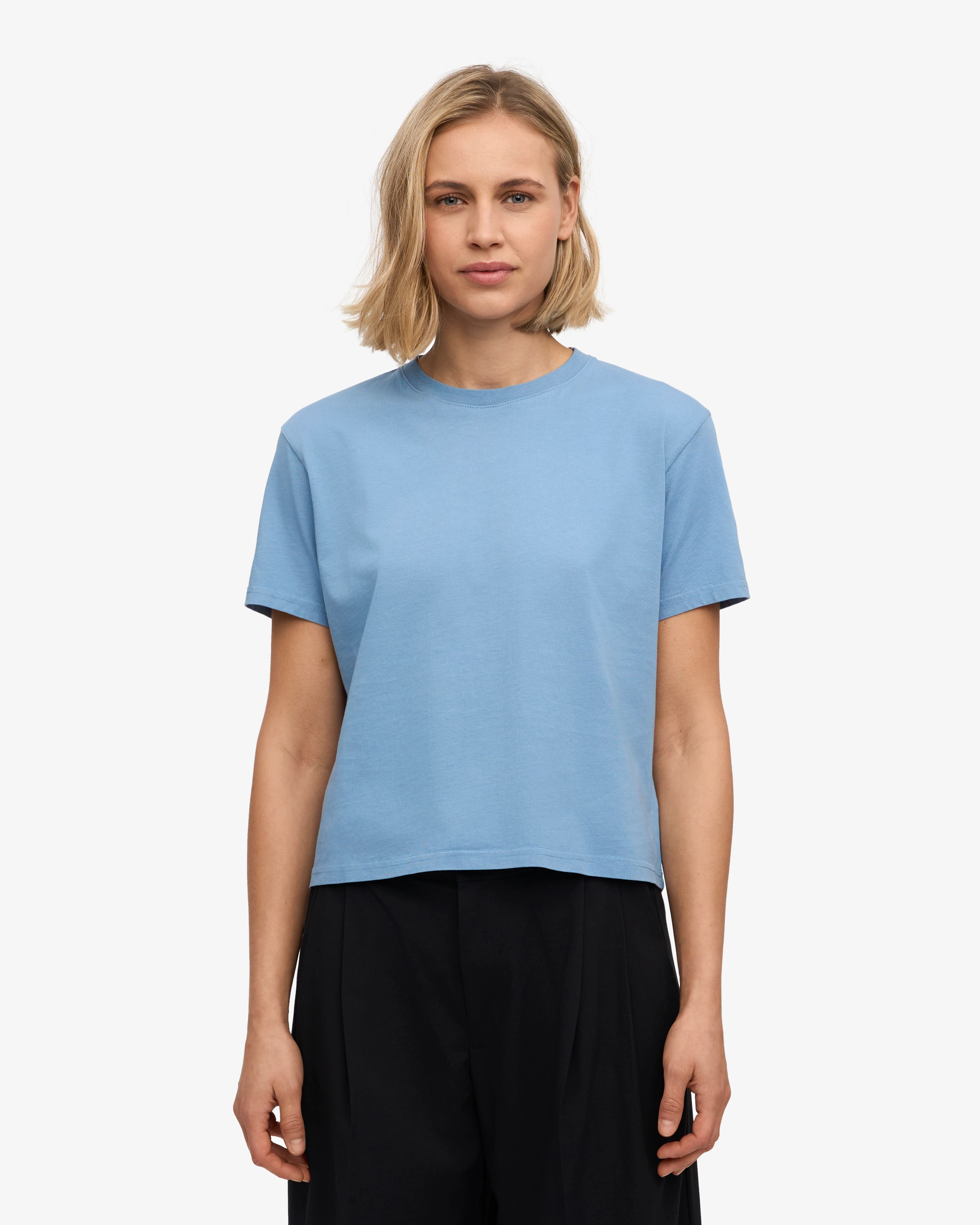 Organic Boxy Crop Tee - Seaside Blue