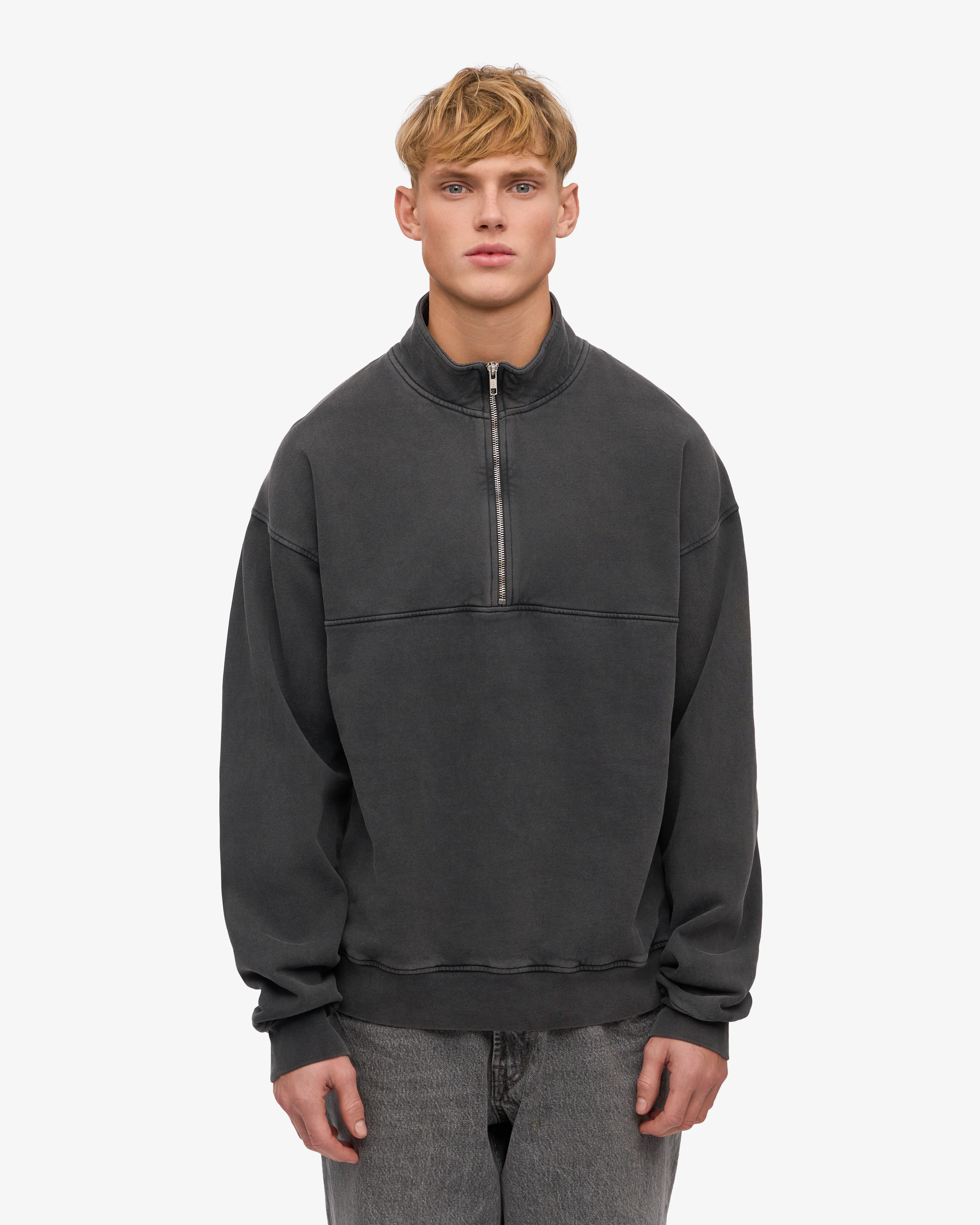 Organic Quarter Zip - Faded Black