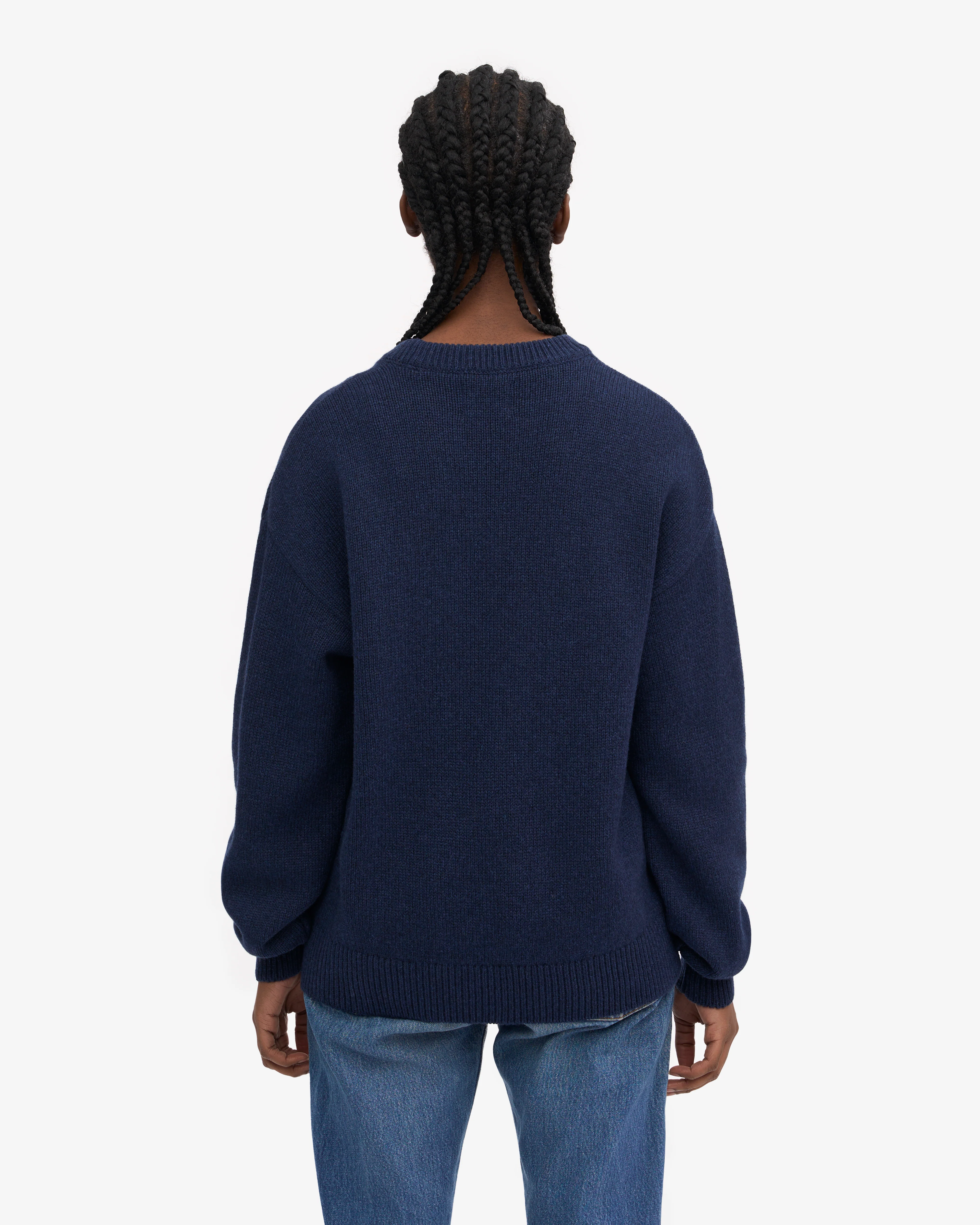 Oversized Merino Wool Crew - Marine Blue