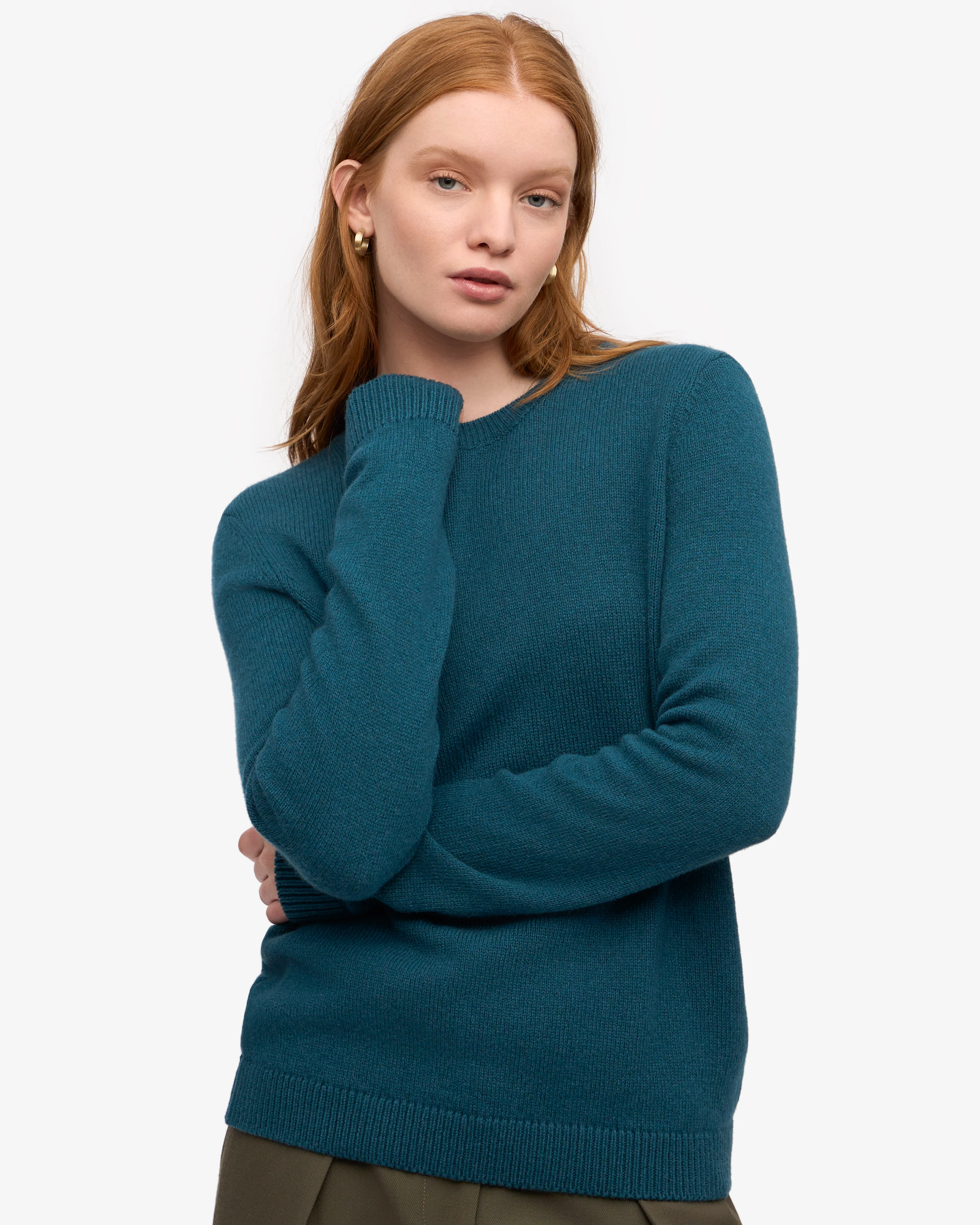 Women Classic Merino Wool Crew - Ocean Green