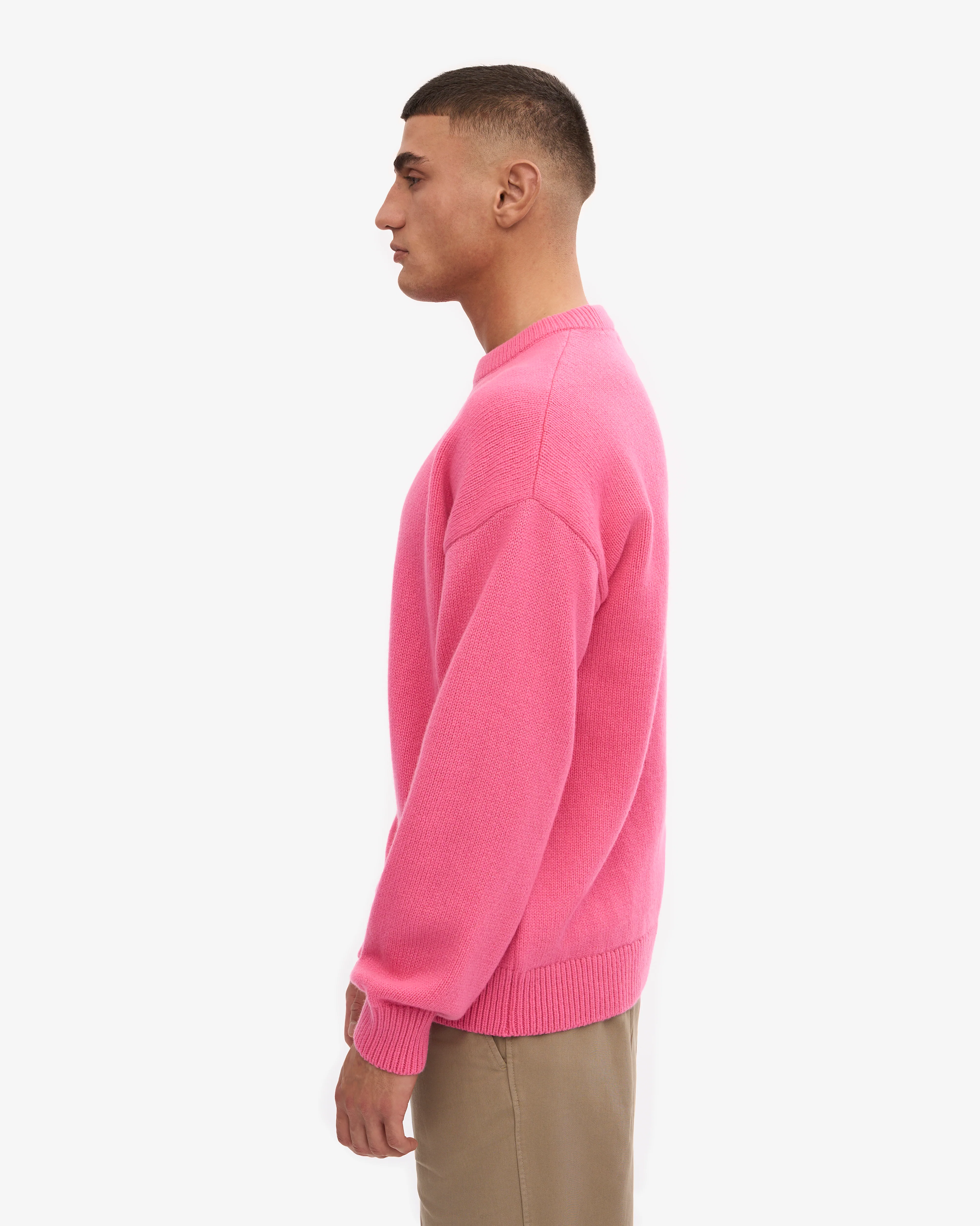 Oversized Merino Wool Crew - Bubblegum Pink