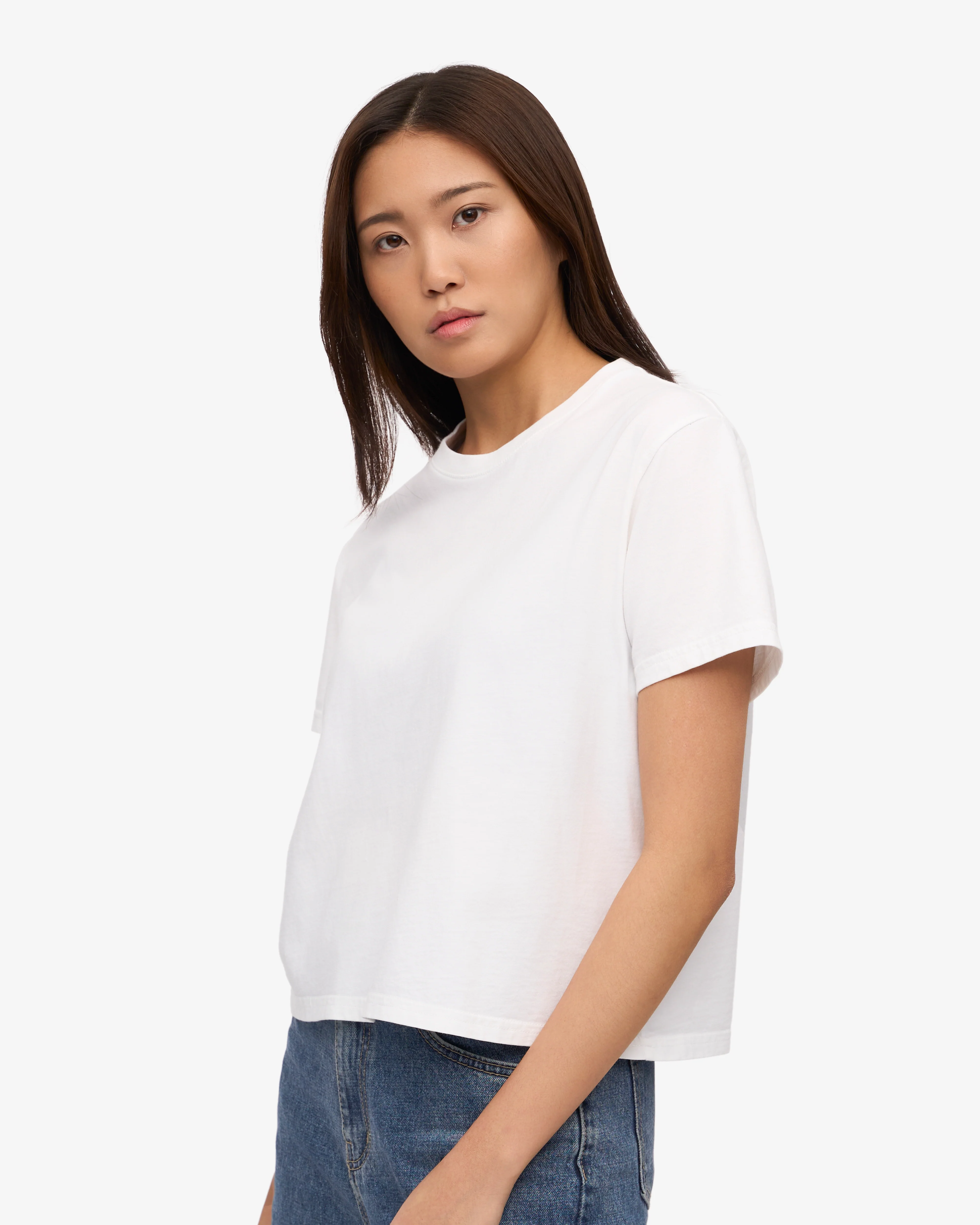 Organic Boxy Crop Tee - Optical White