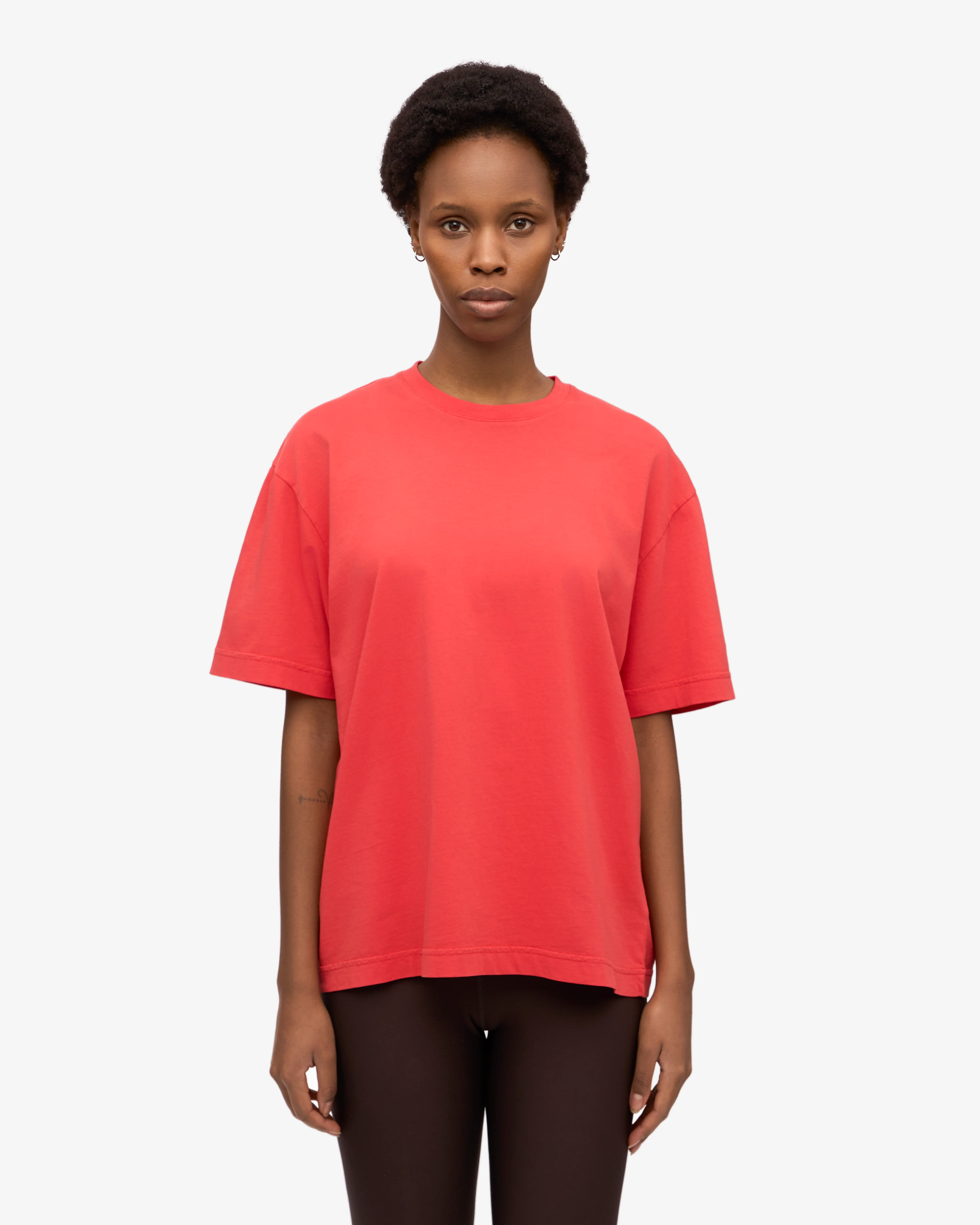 Oversized Organic T-Shirt - Red Tangerine