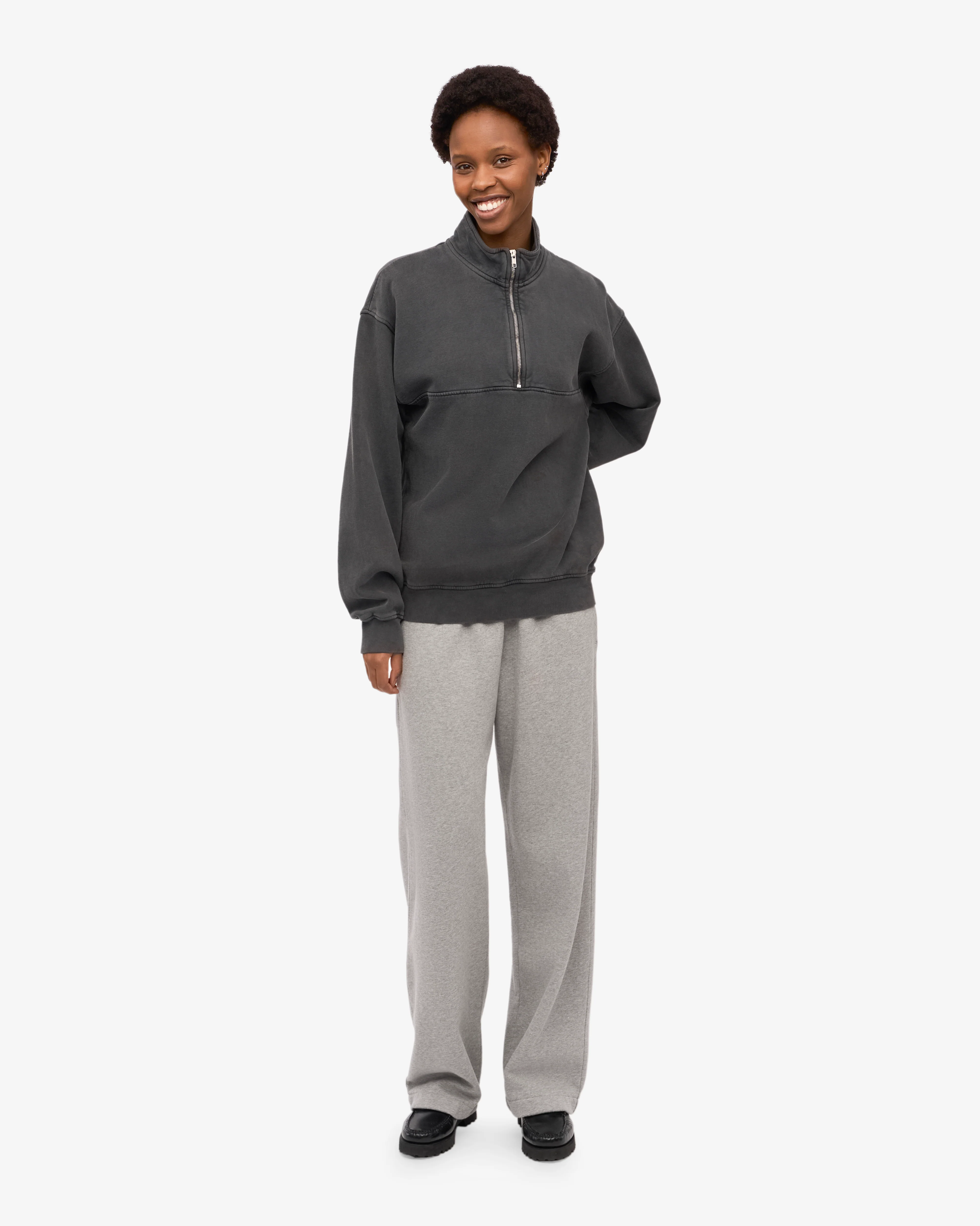 Organic Quarter Zip - Faded Black