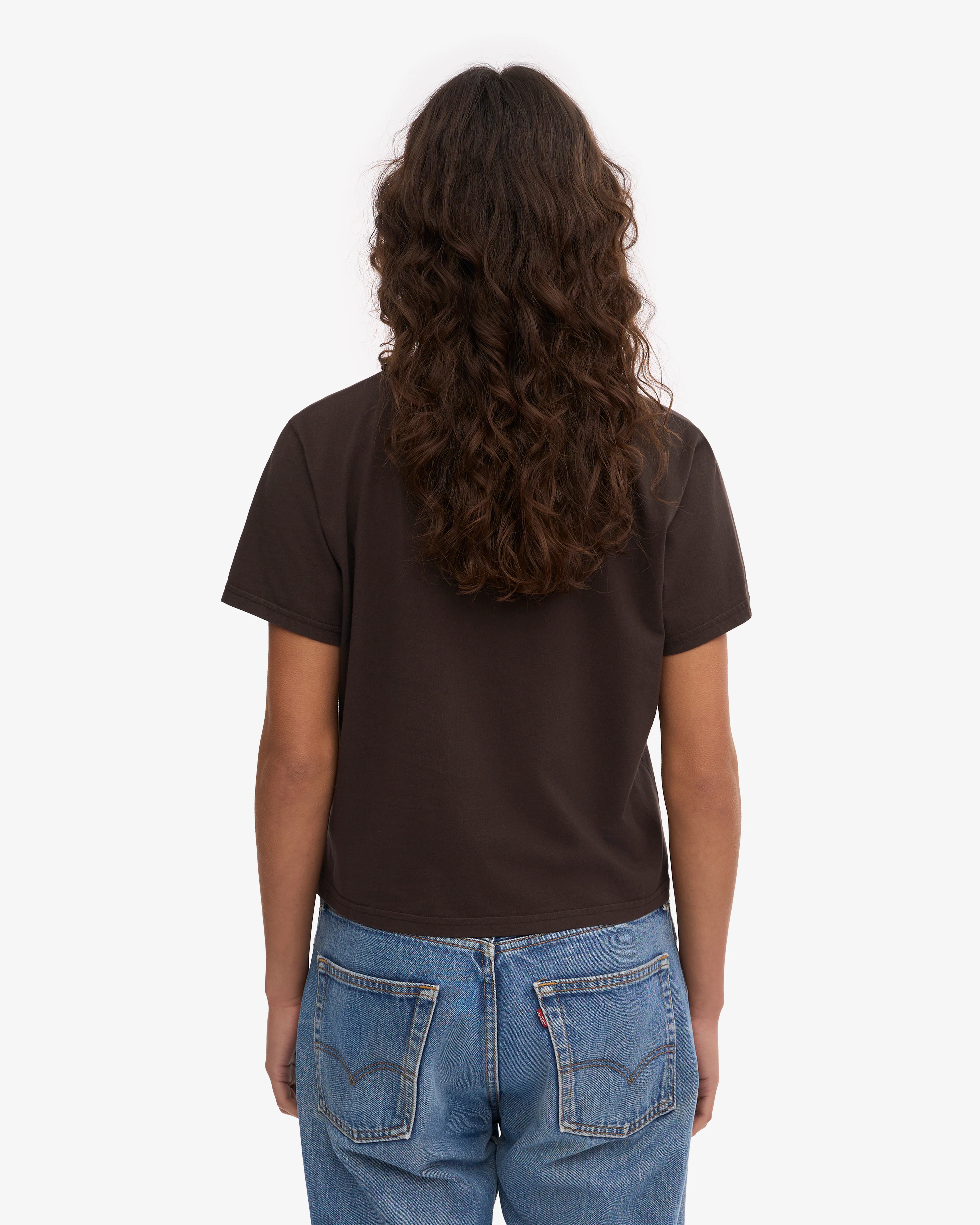 Organic Boxy Crop Tee - Coffee Brown