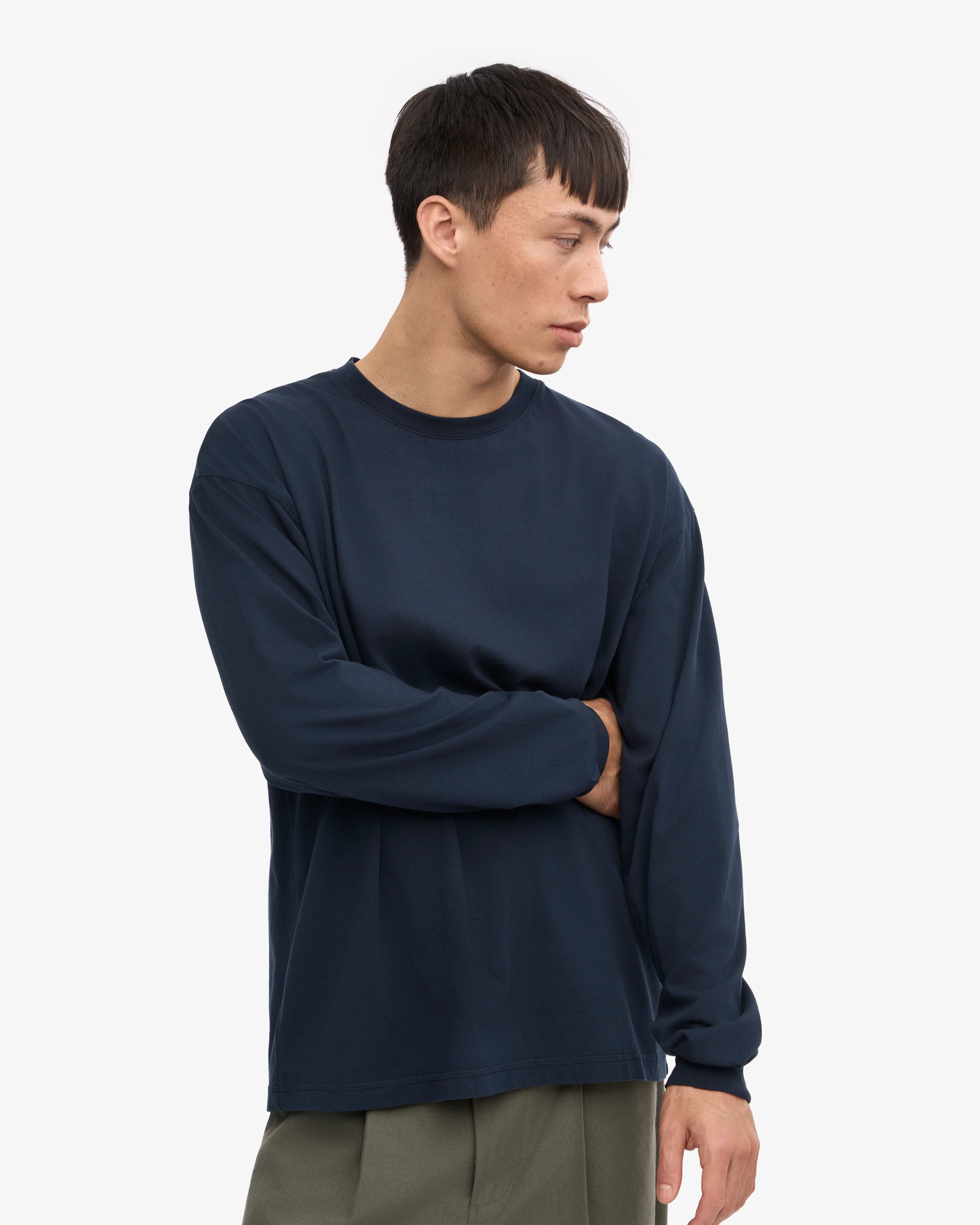 Oversized Organic LS T-Shirt - Navy Blue