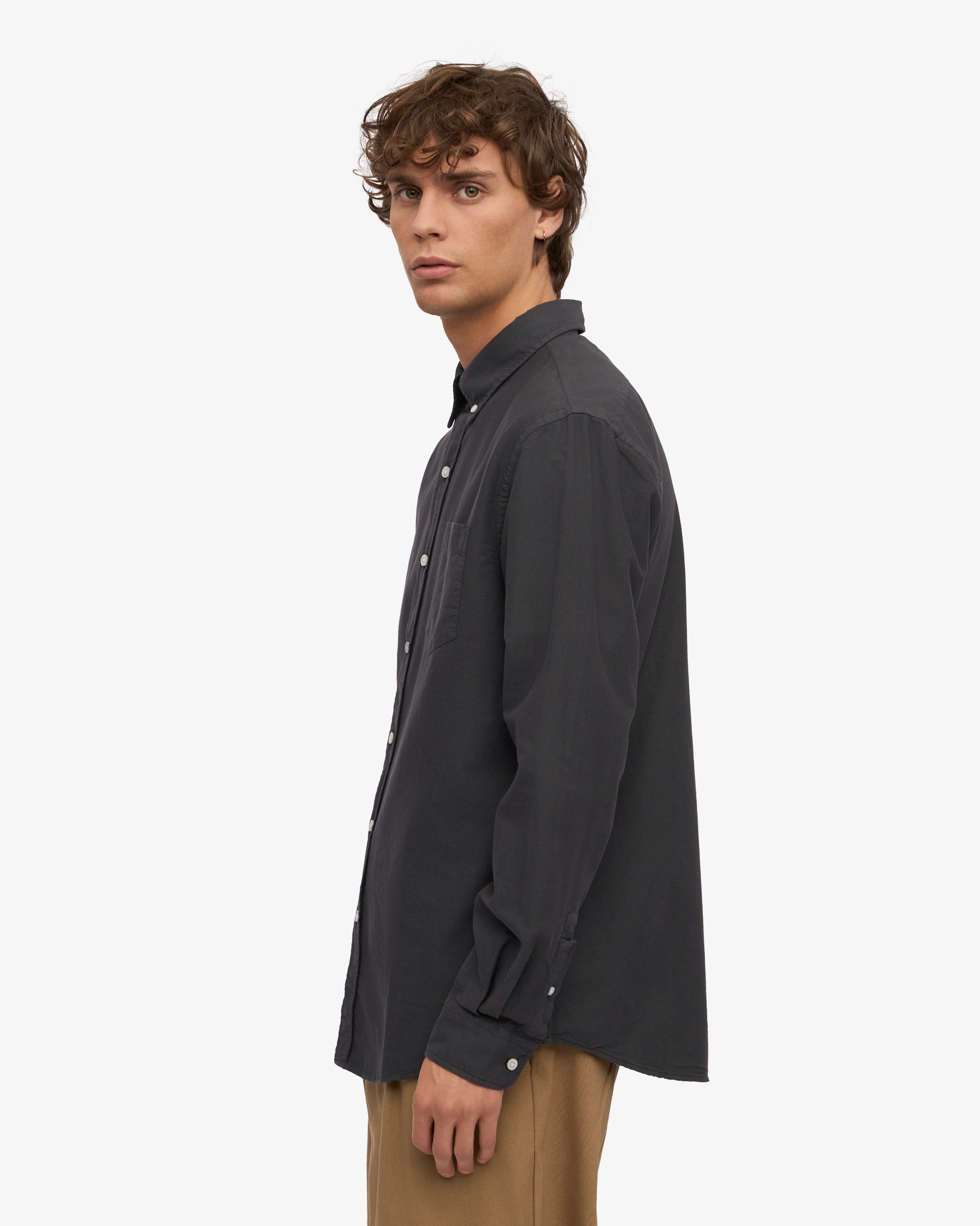 Organic Button Down Shirt - Lava Grey