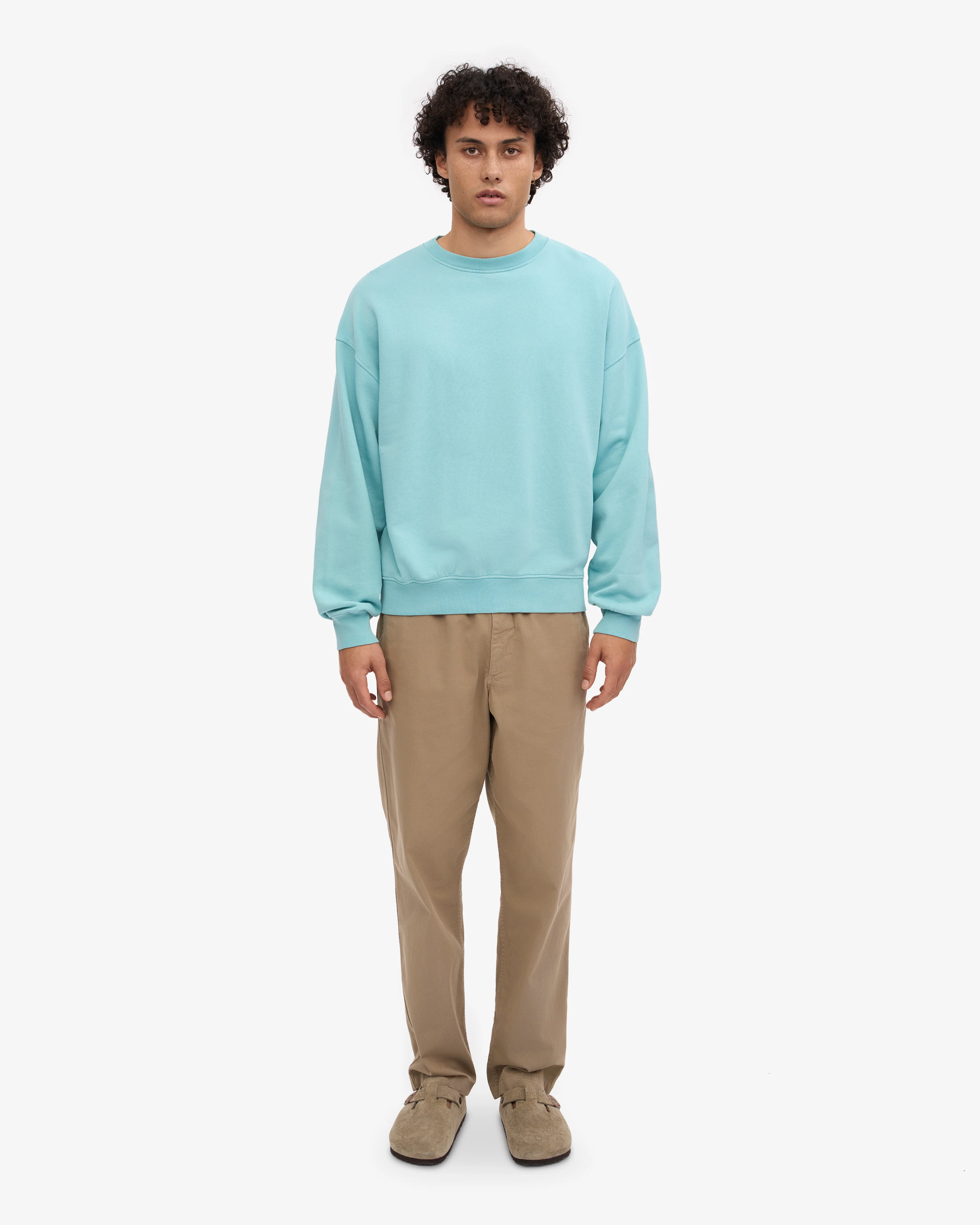 Organic Oversized Crew - Teal Blue