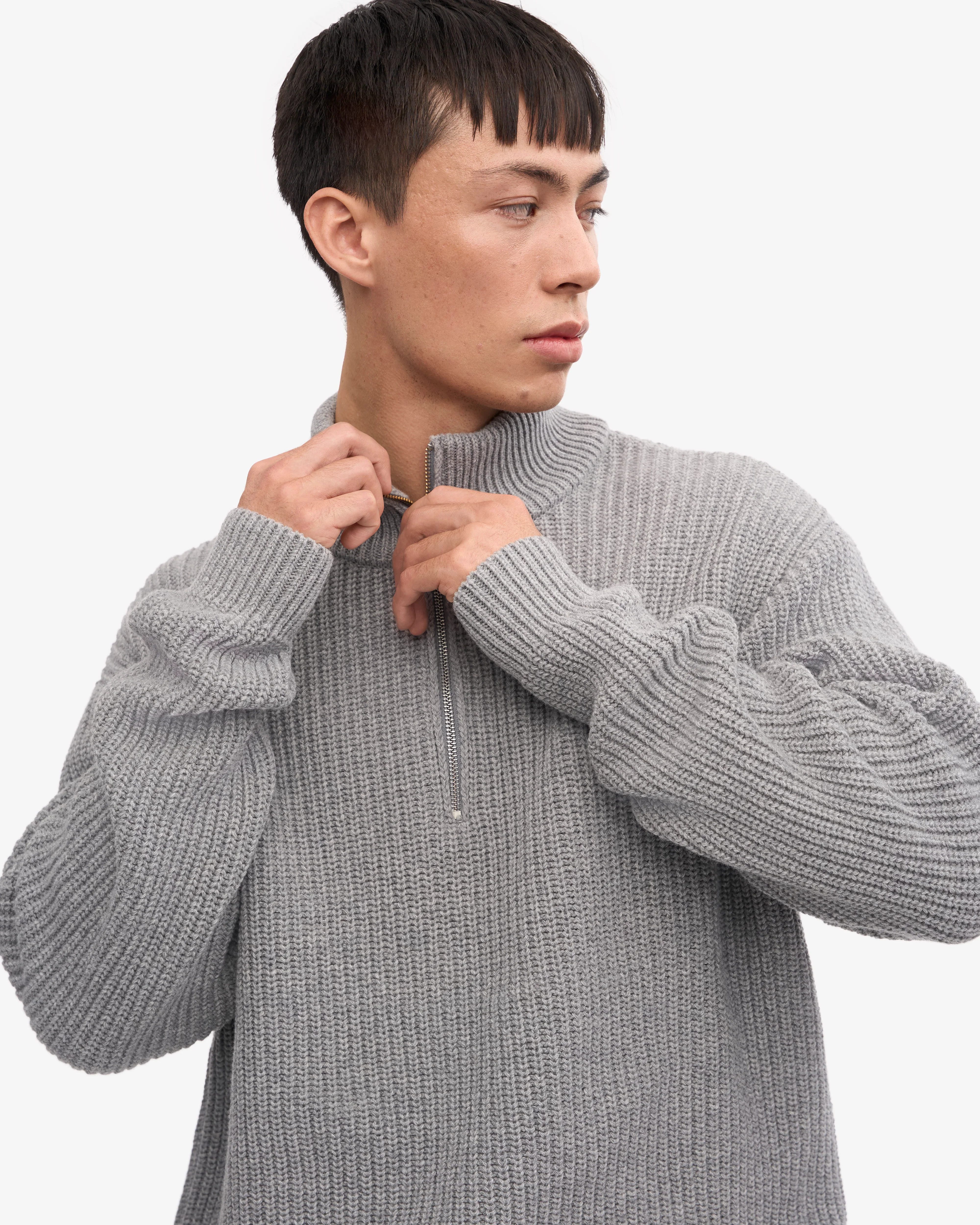 Merino Quarter Zip - Heather Grey