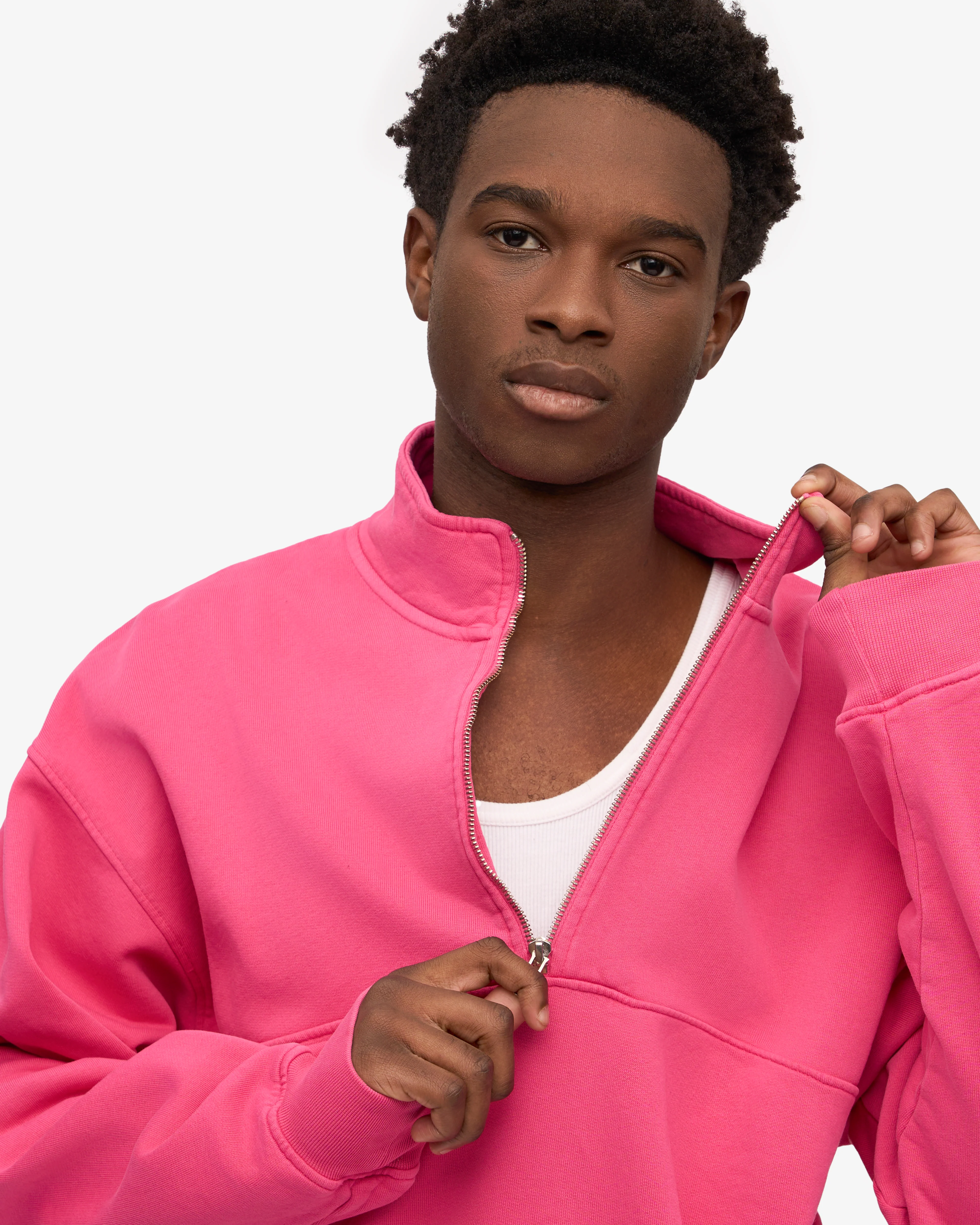 Organic Quarter Zip - Bubblegum Pink