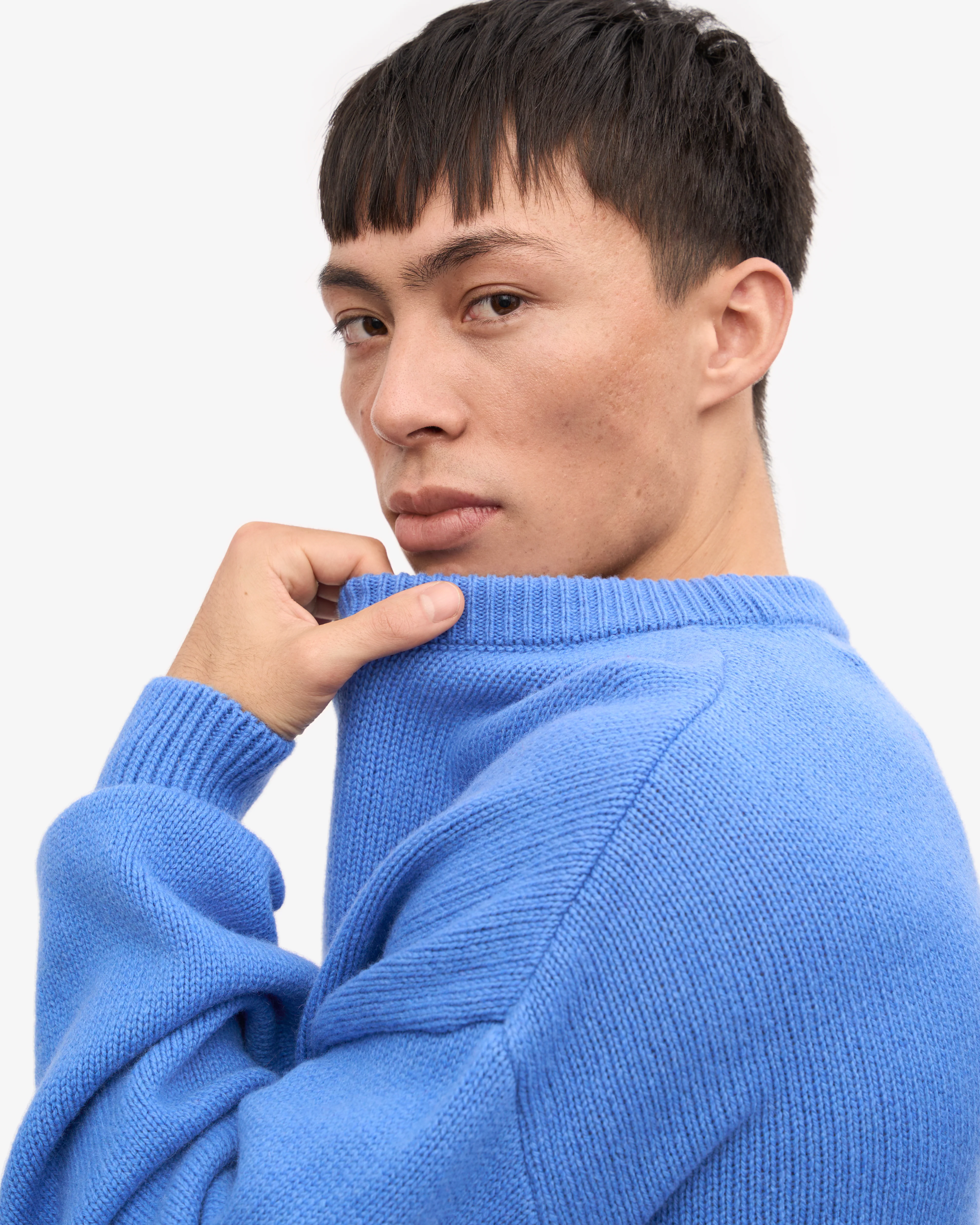 Oversized Merino Wool Crew - Pacific Blue