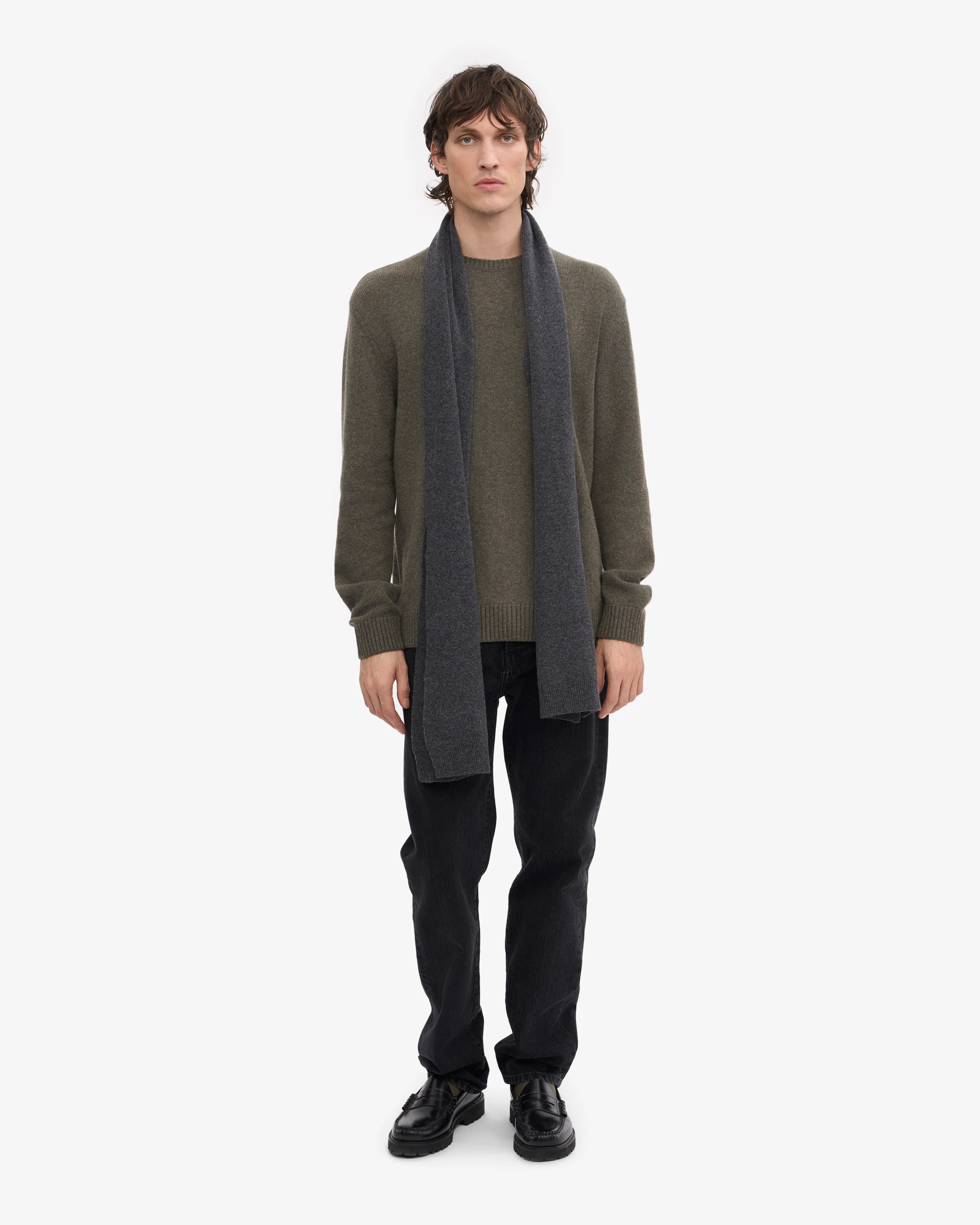 Merino Wool Scarf - Lava Grey