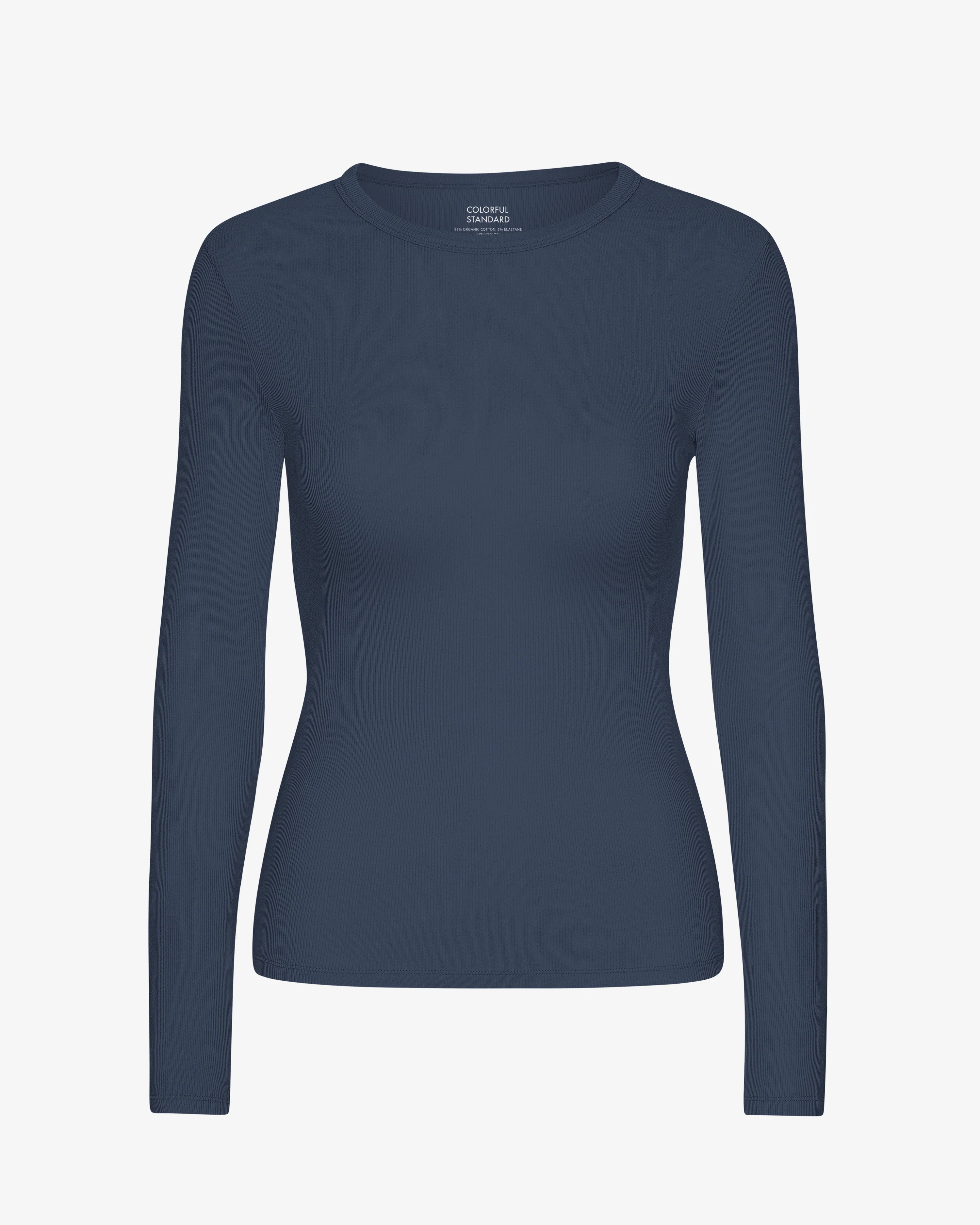 Women Organic Rib LS T-Shirt - Petrol Blue