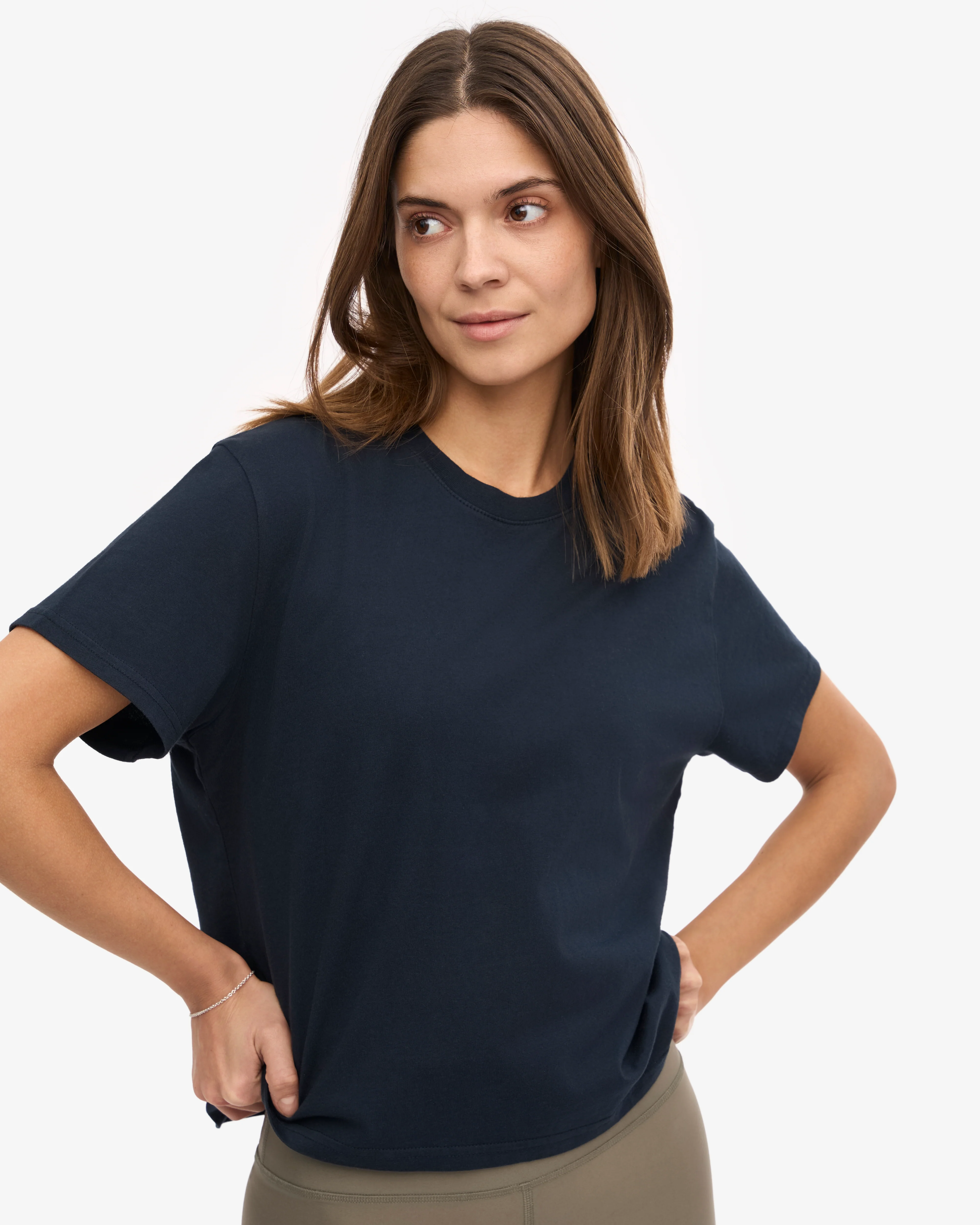 Organic Boxy Crop Tee - Navy Blue