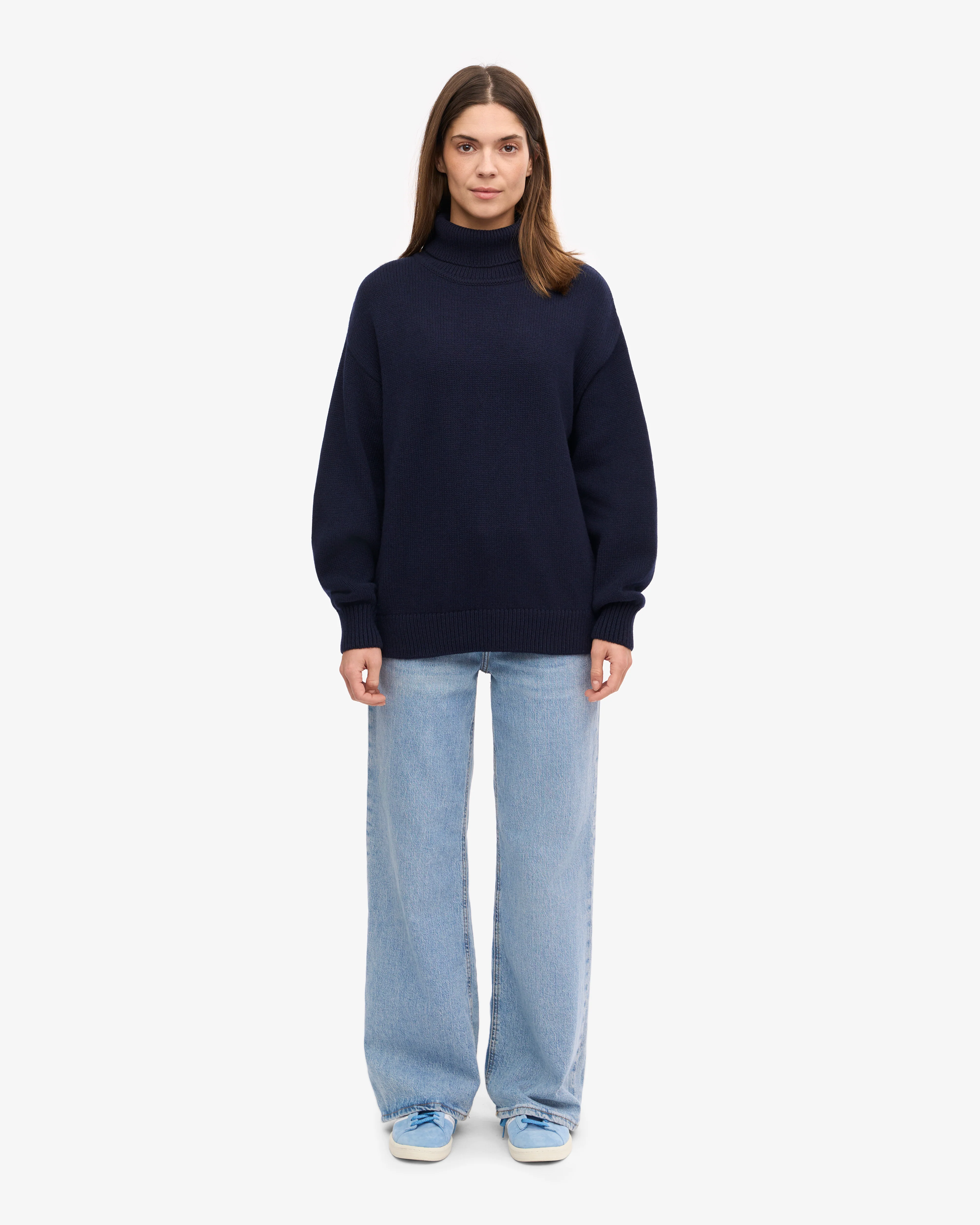 Merino Wool Turtleneck - Navy Blue