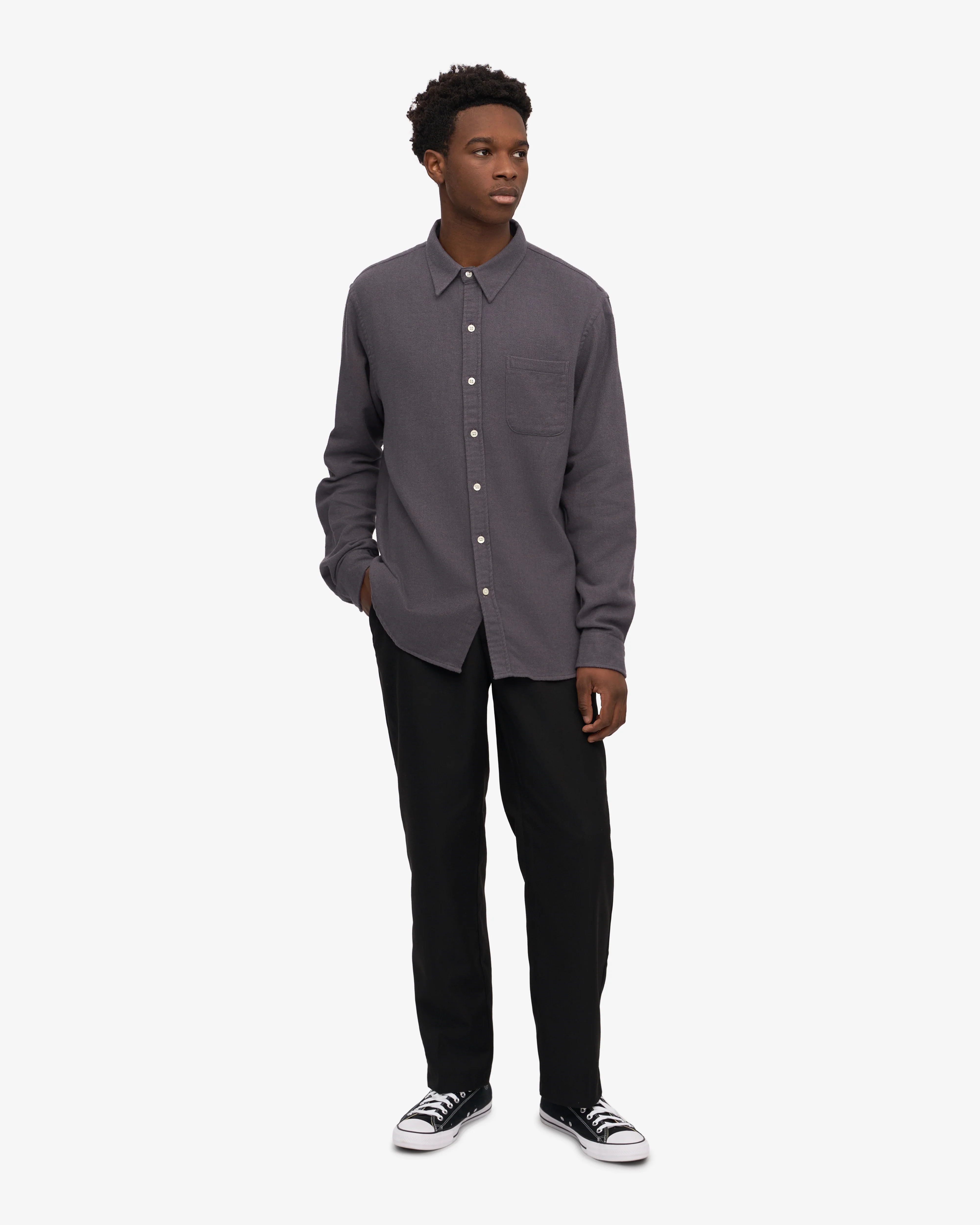 Organic Flannel Shirt - Lava Grey