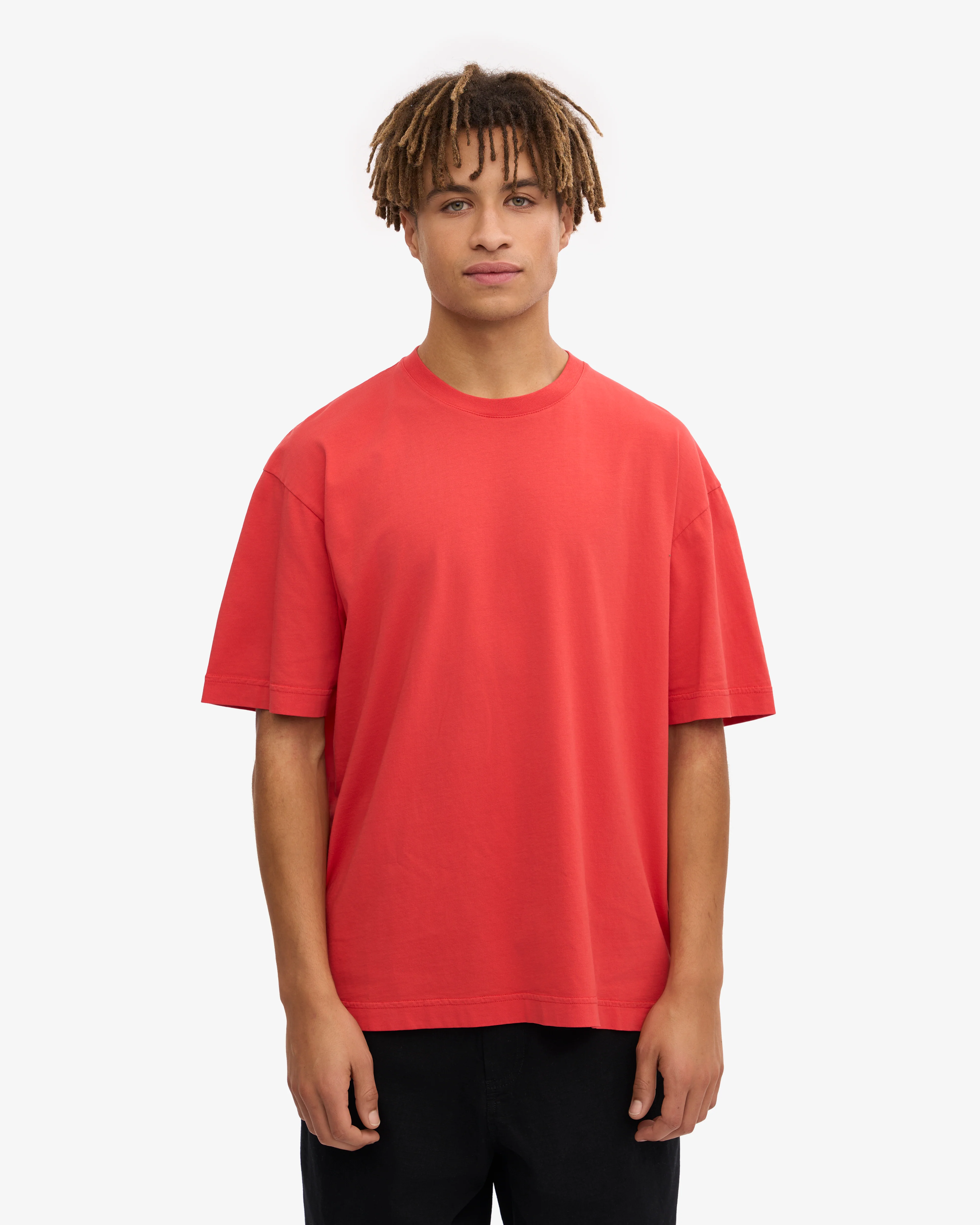 Oversized Organic T-Shirt - Red Tangerine