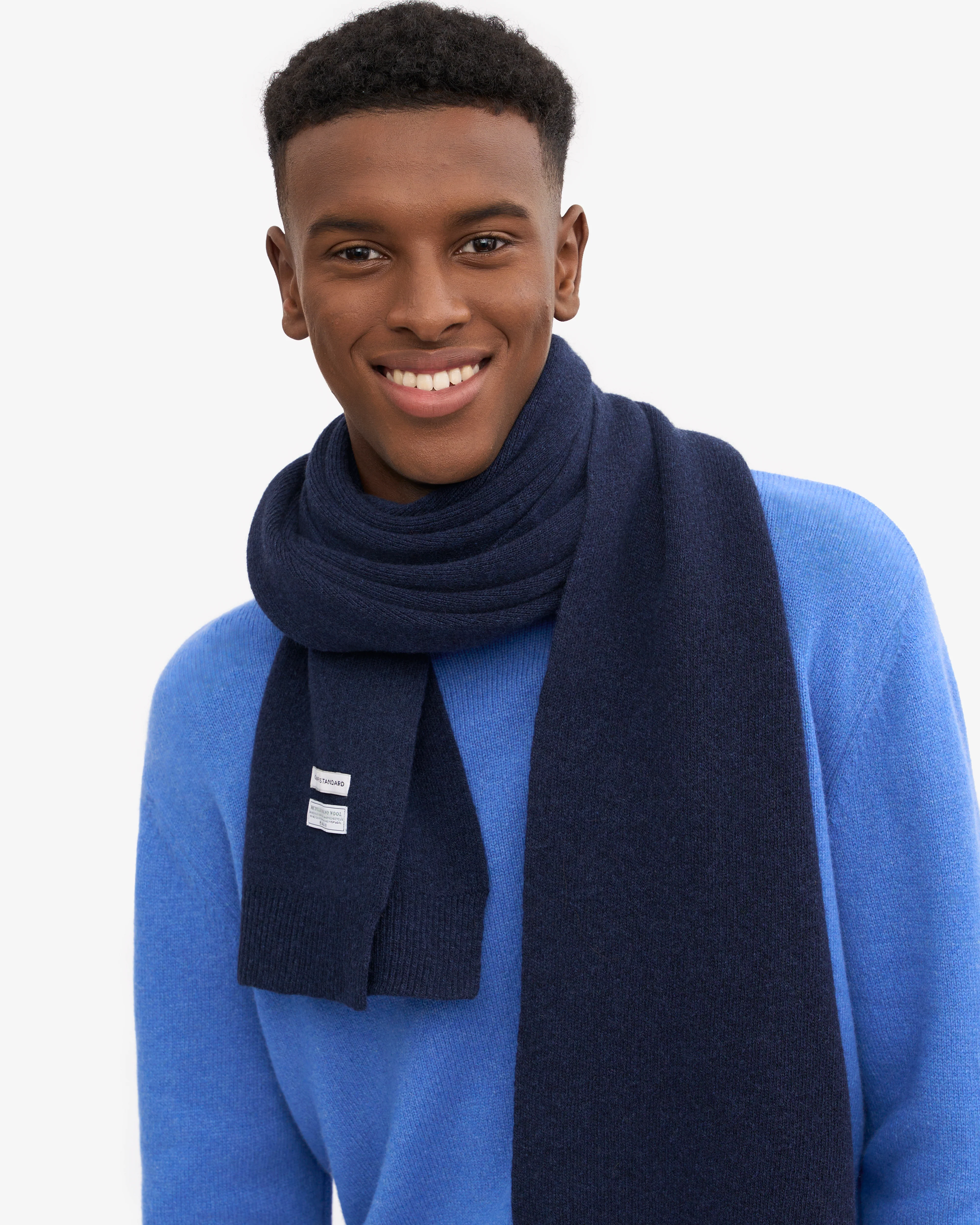 Merino Wool Scarf - Marine Blue