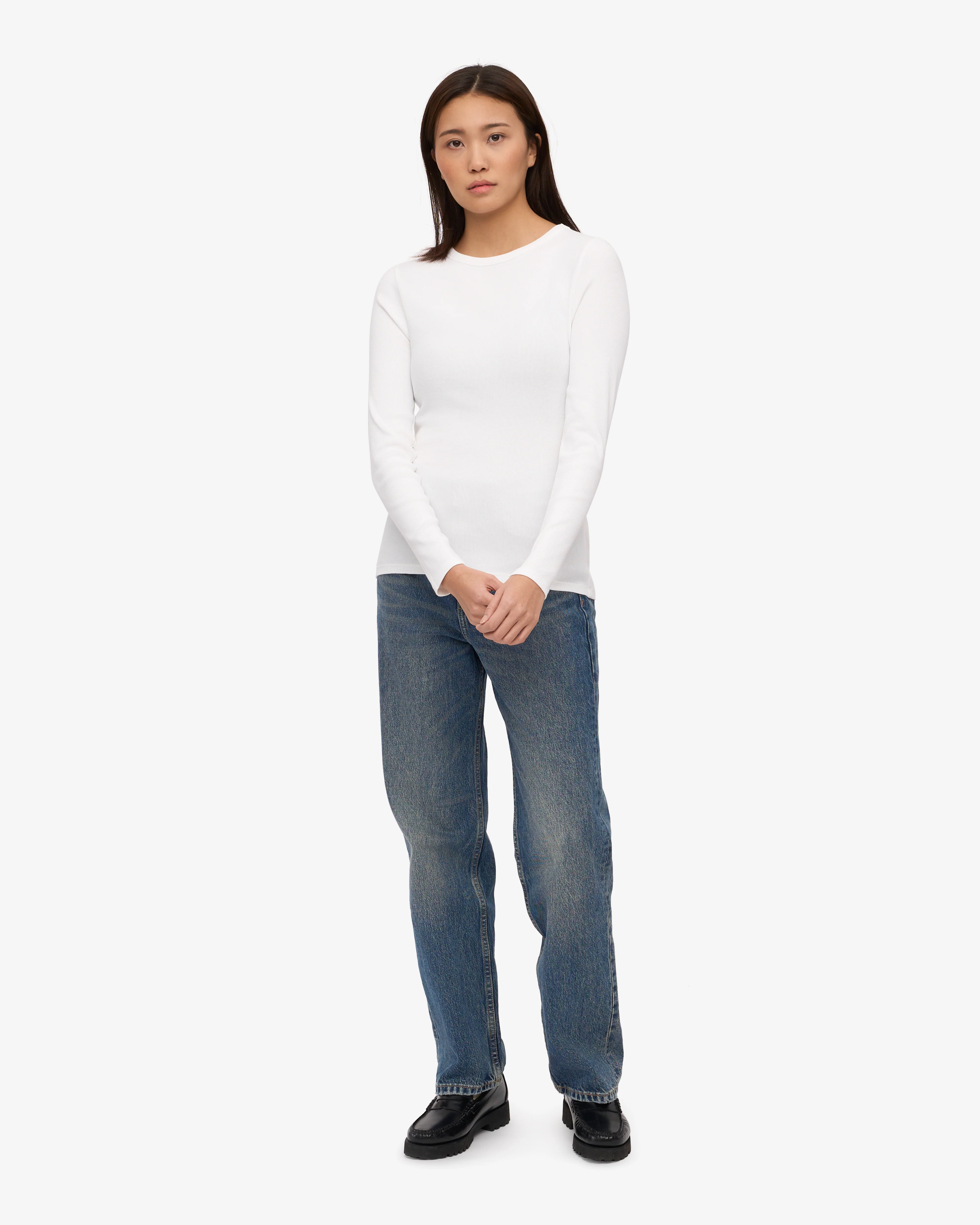 Women Organic Rib LS T-Shirt - Optical White