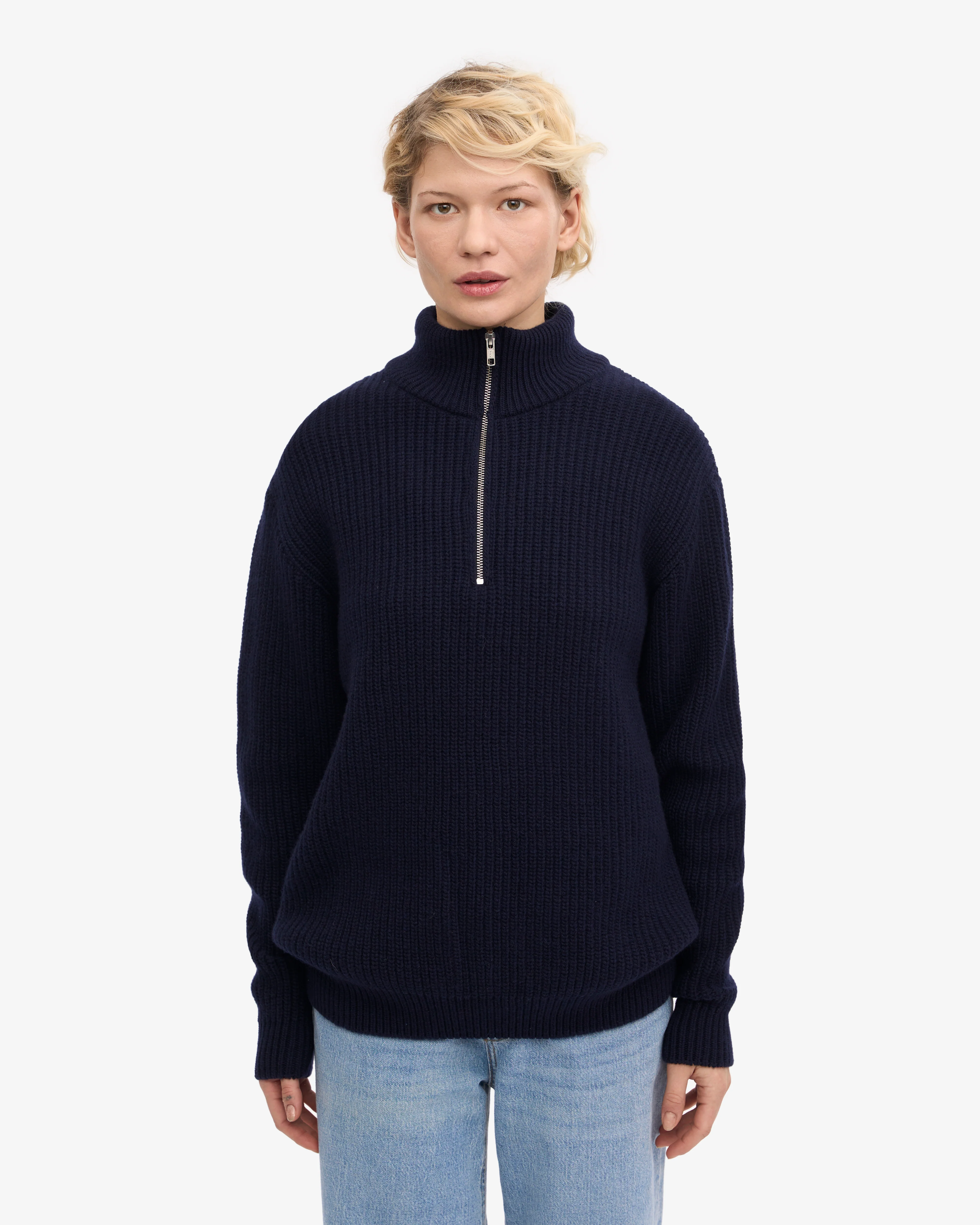 Merino Quarter Zip - Navy Blue