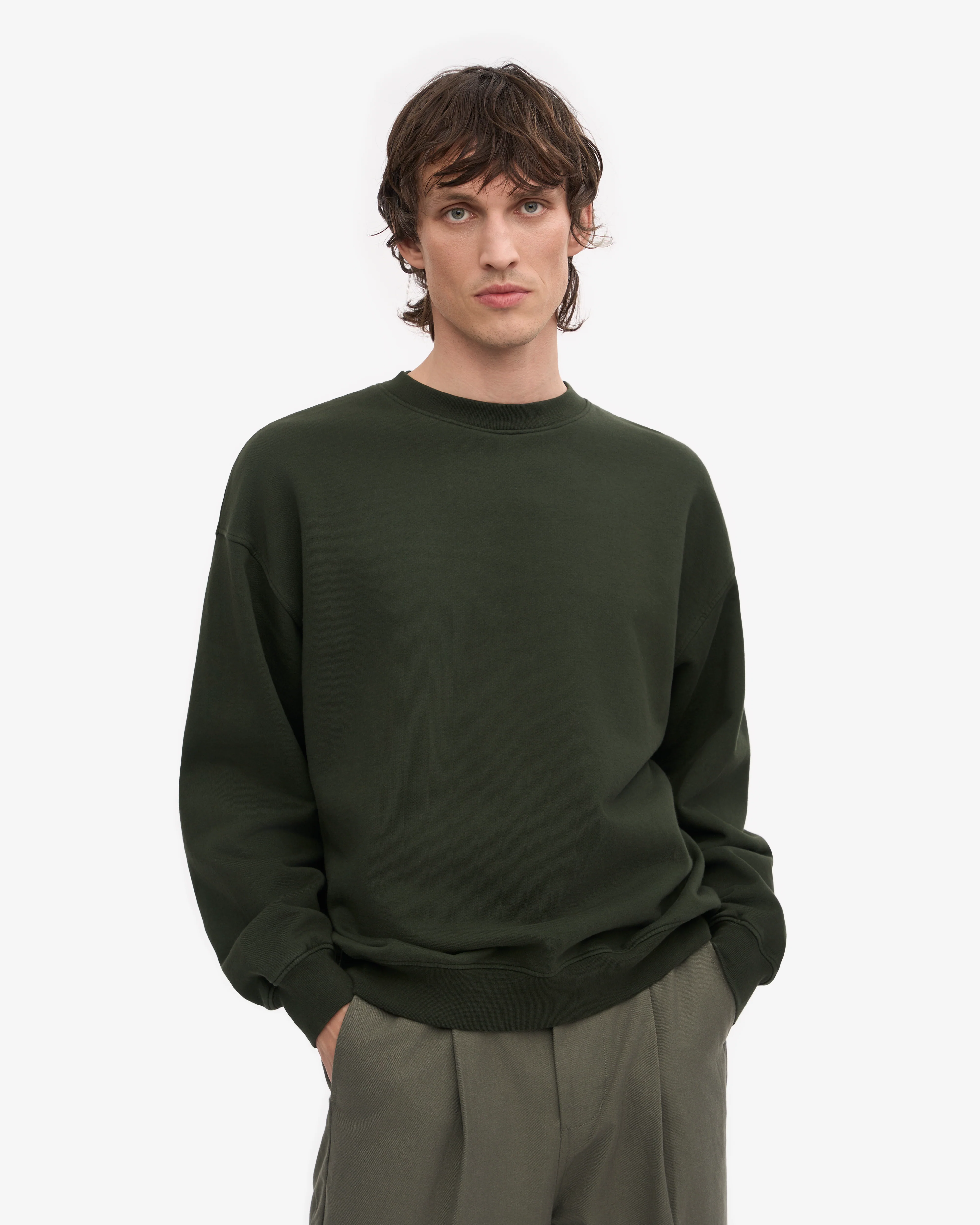 Organic Oversized Crew - Hunter Green