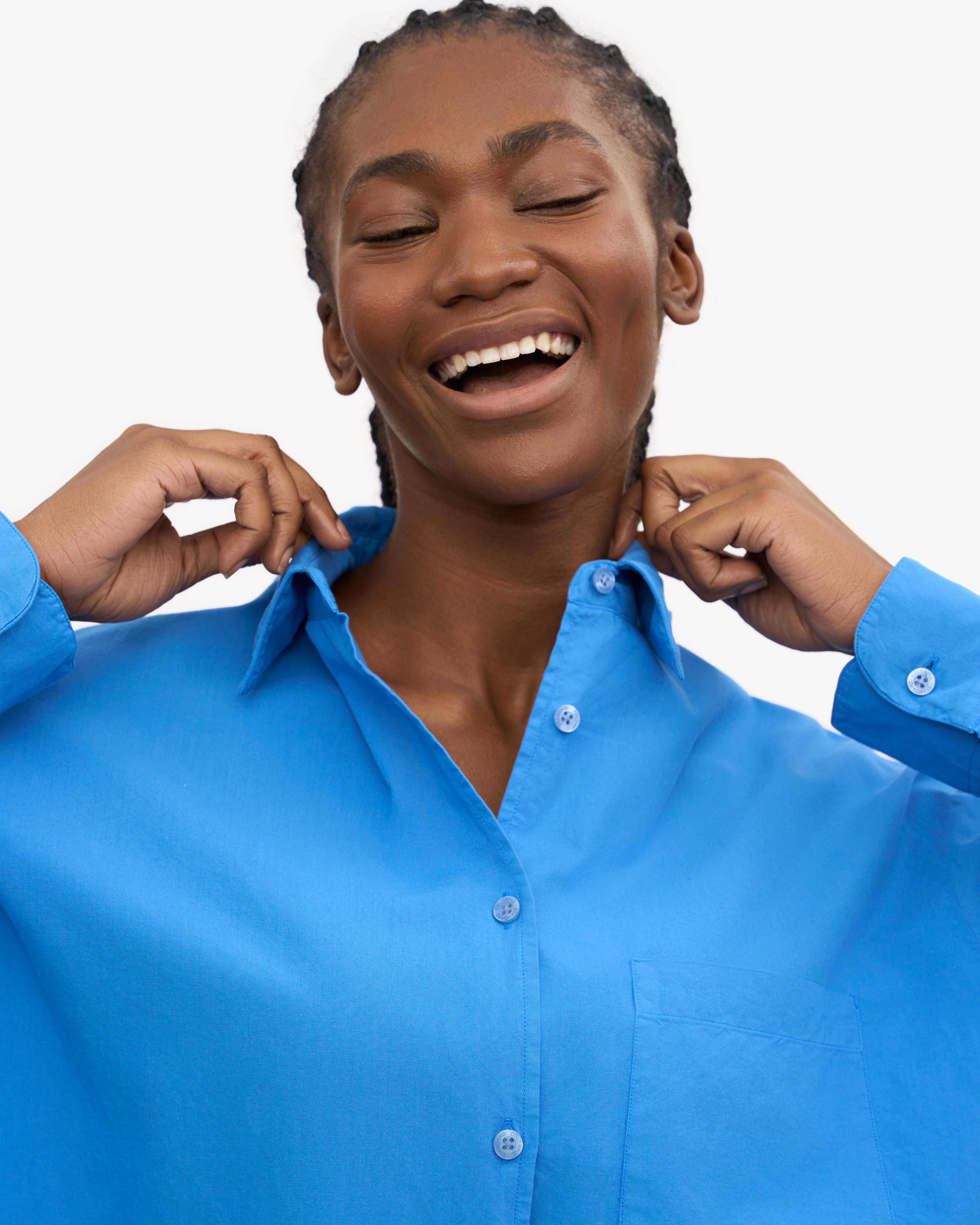 Organic Oversized Shirt - Pacific Blue