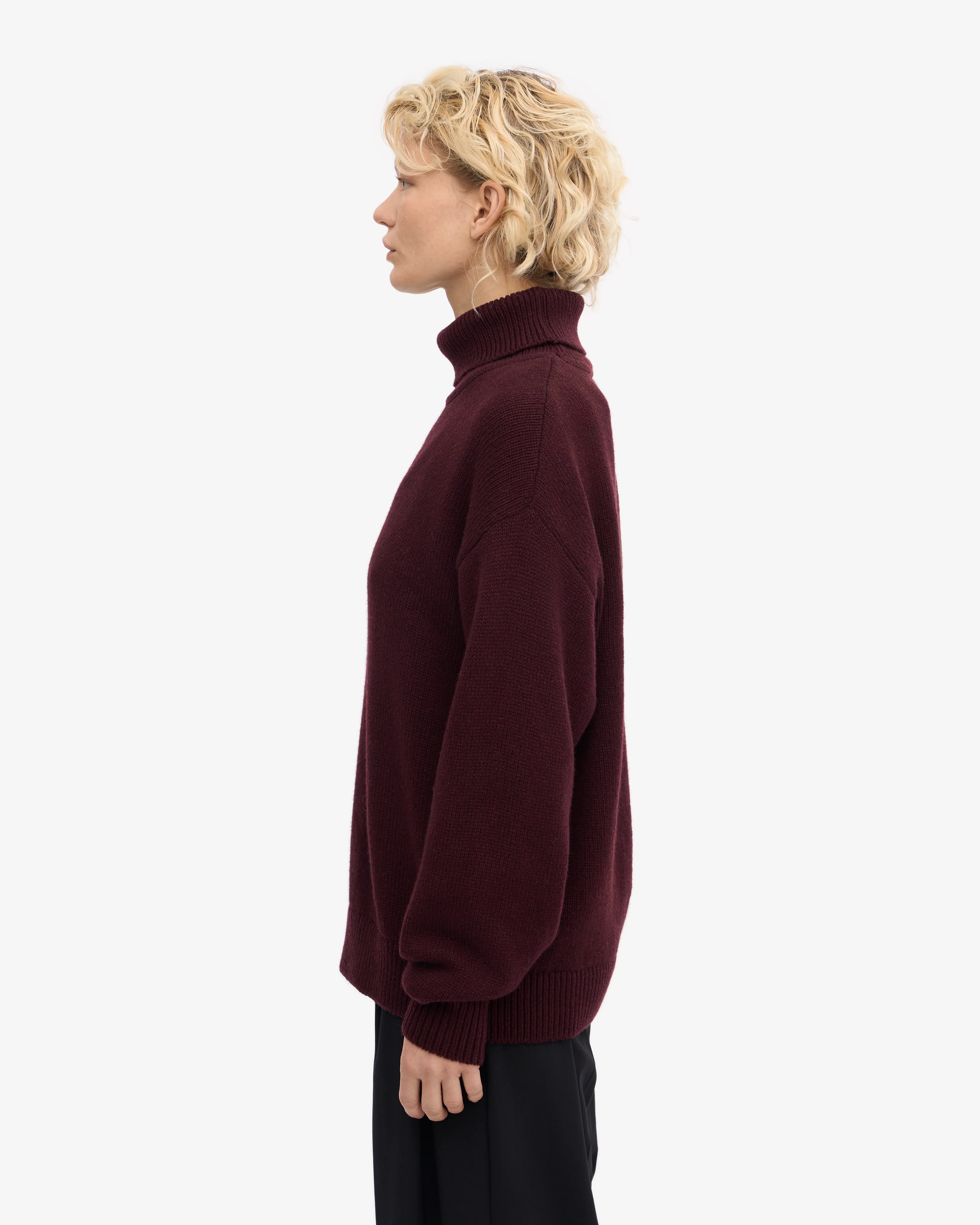 Merino Wool Turtleneck - Oxblood Red