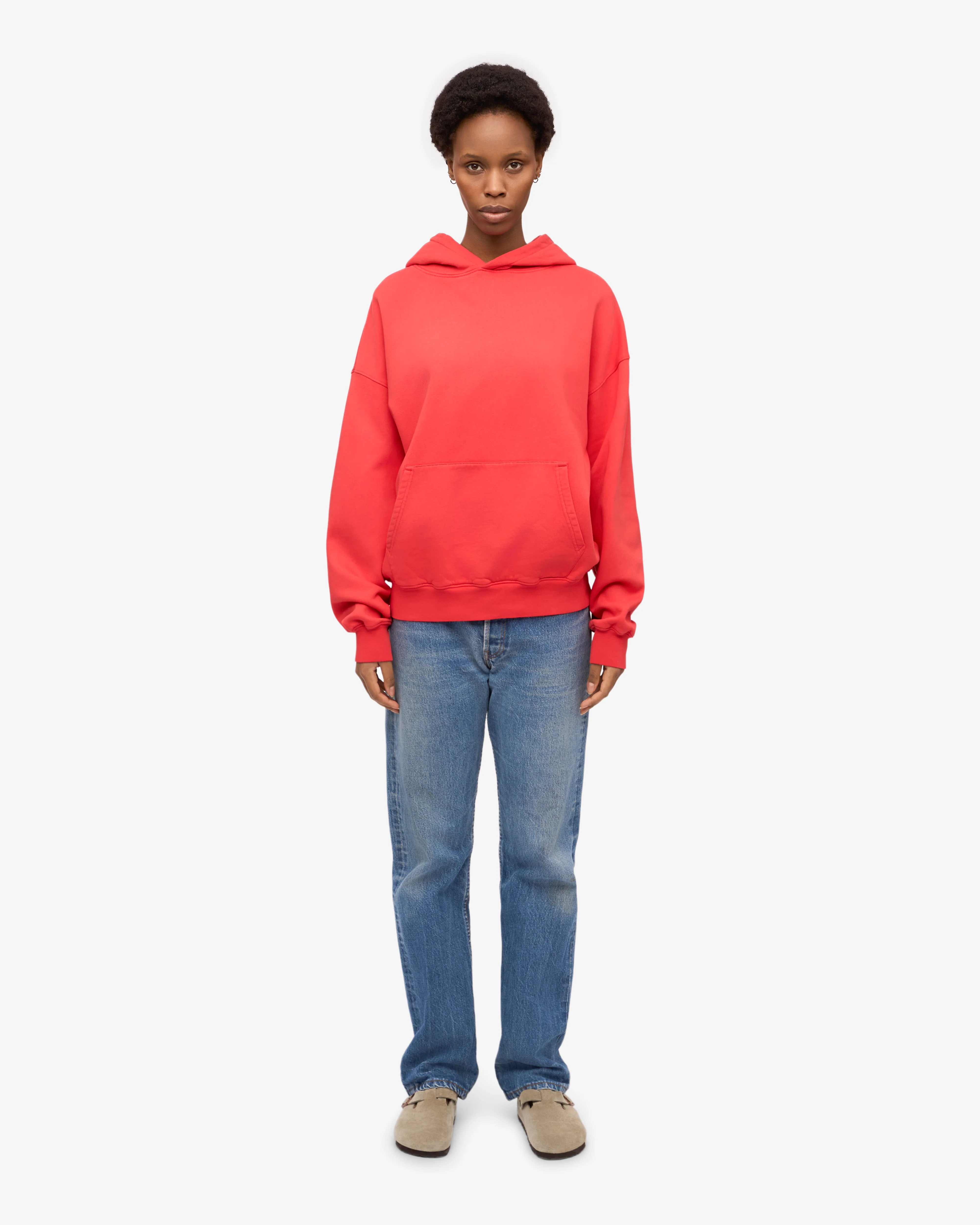 Organic Oversized Hood - Red Tangerine