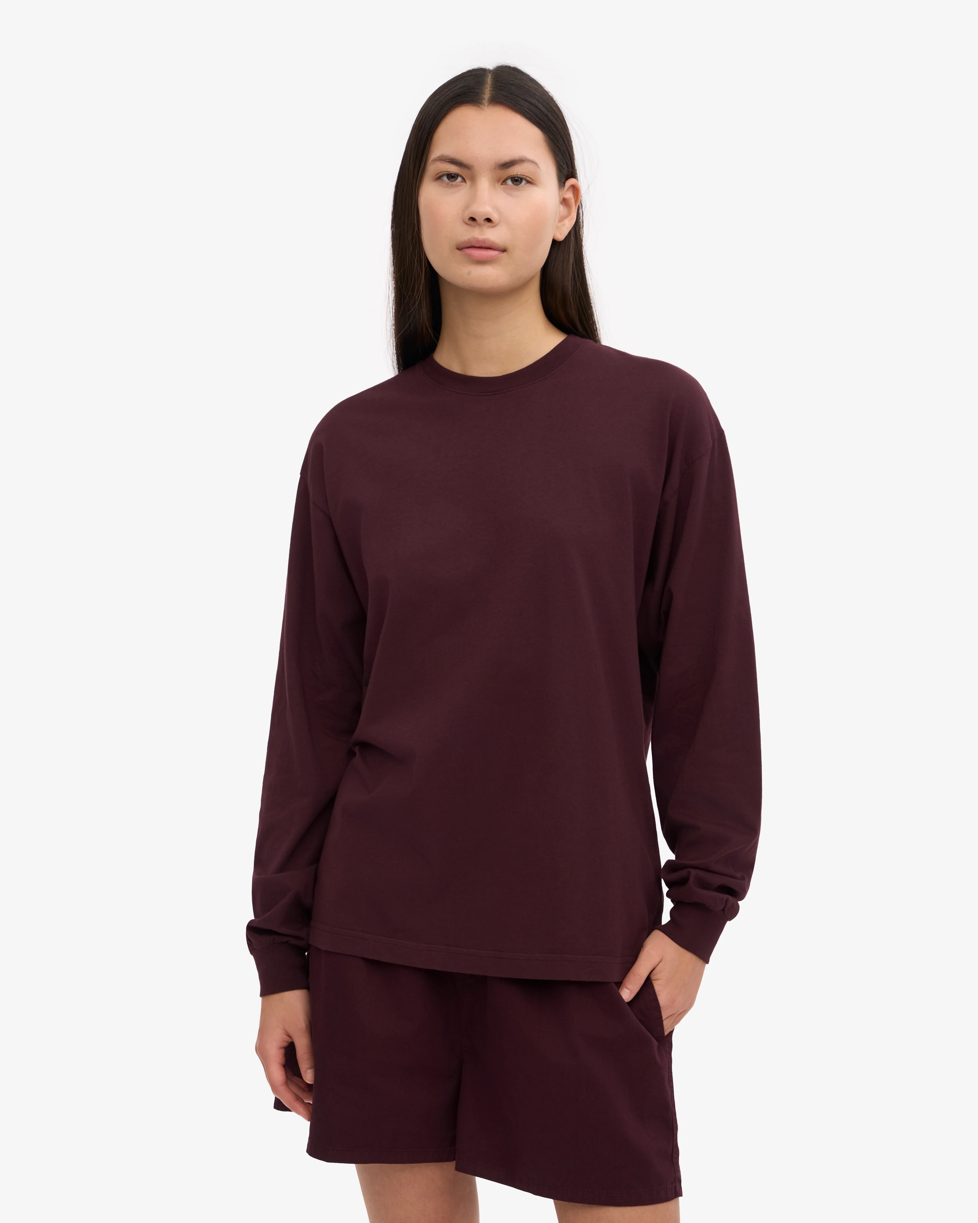 Oversized Organic LS T-Shirt - Oxblood Red
