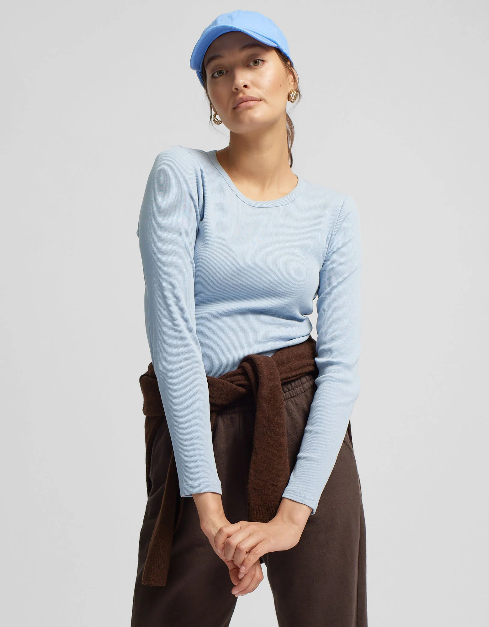 Women Organic Rib LS T-Shirt - Deep Black