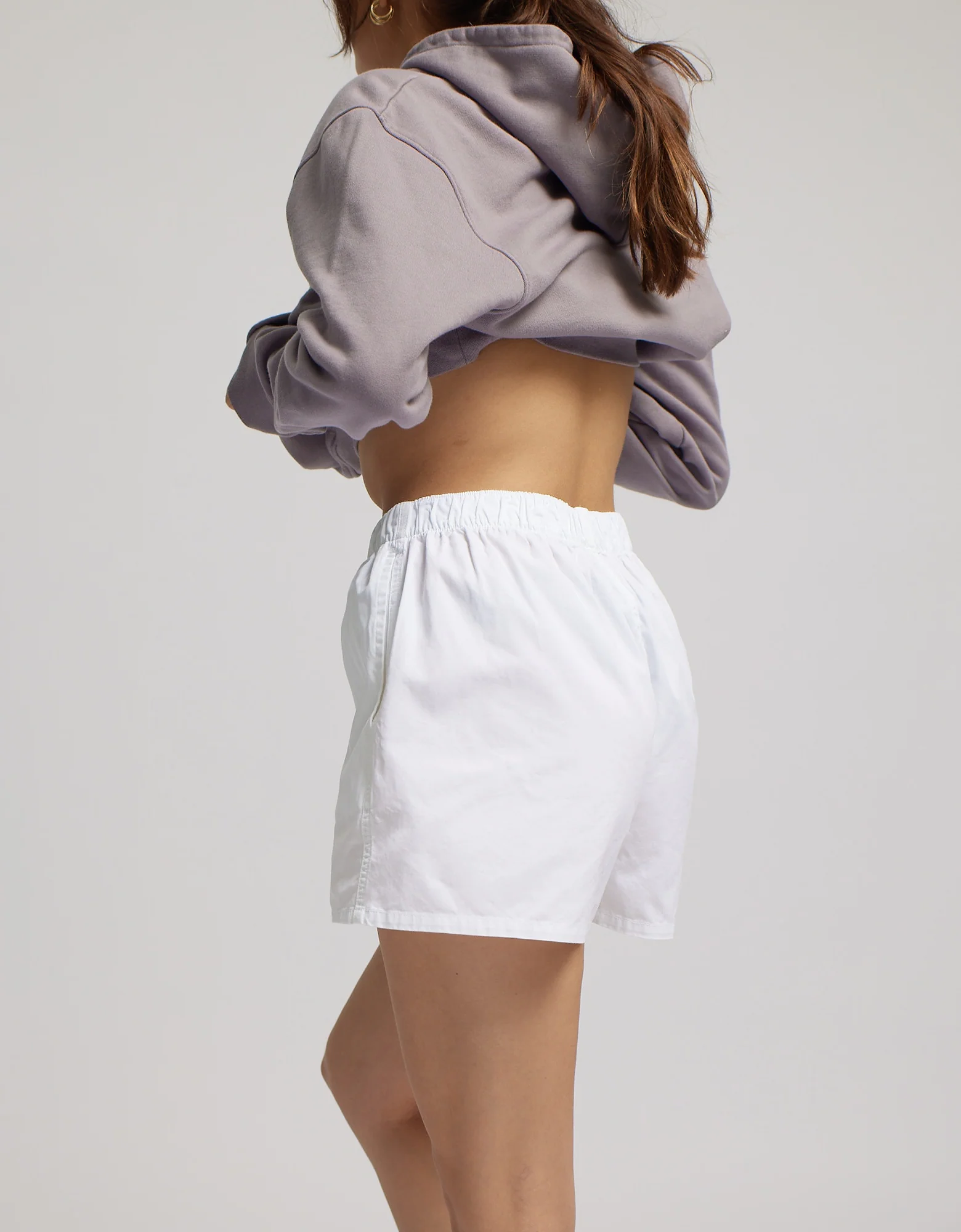 Women Organic Twill Shorts - Oyster Grey