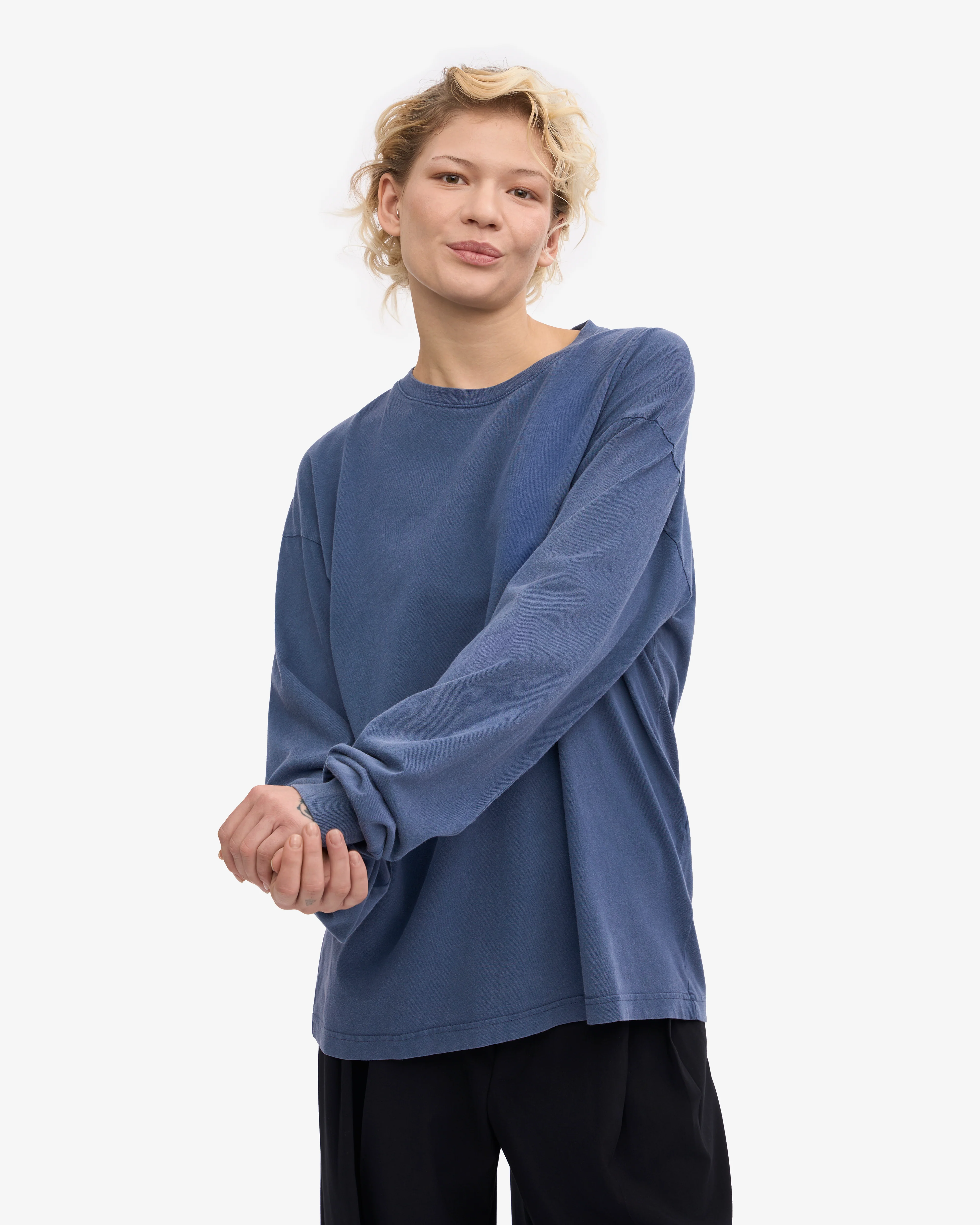 Oversized Organic LS T-Shirt - Neptune Blue