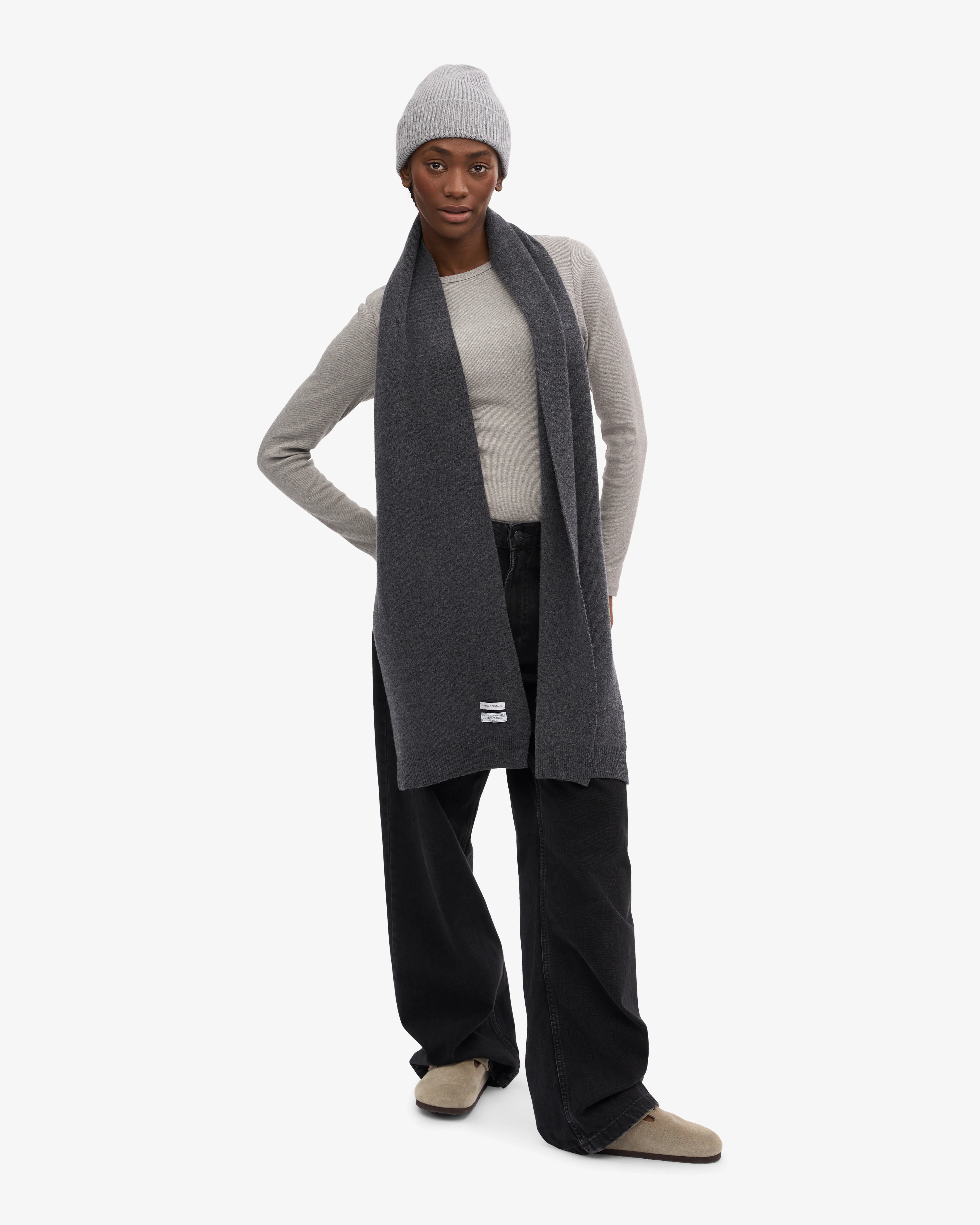 Merino Wool Scarf - Lava Grey