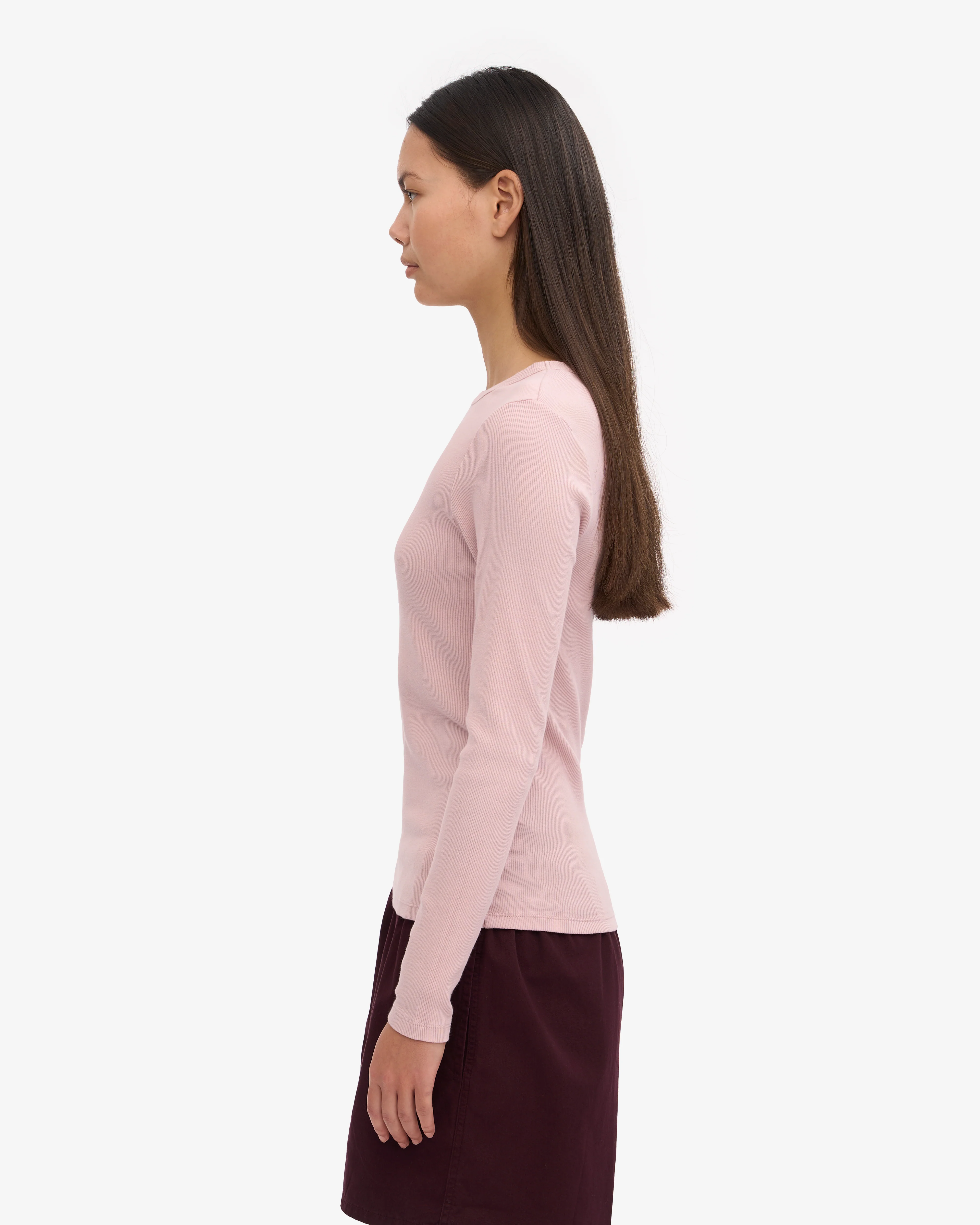 Women Organic Rib LS T-Shirt - Faded Pink