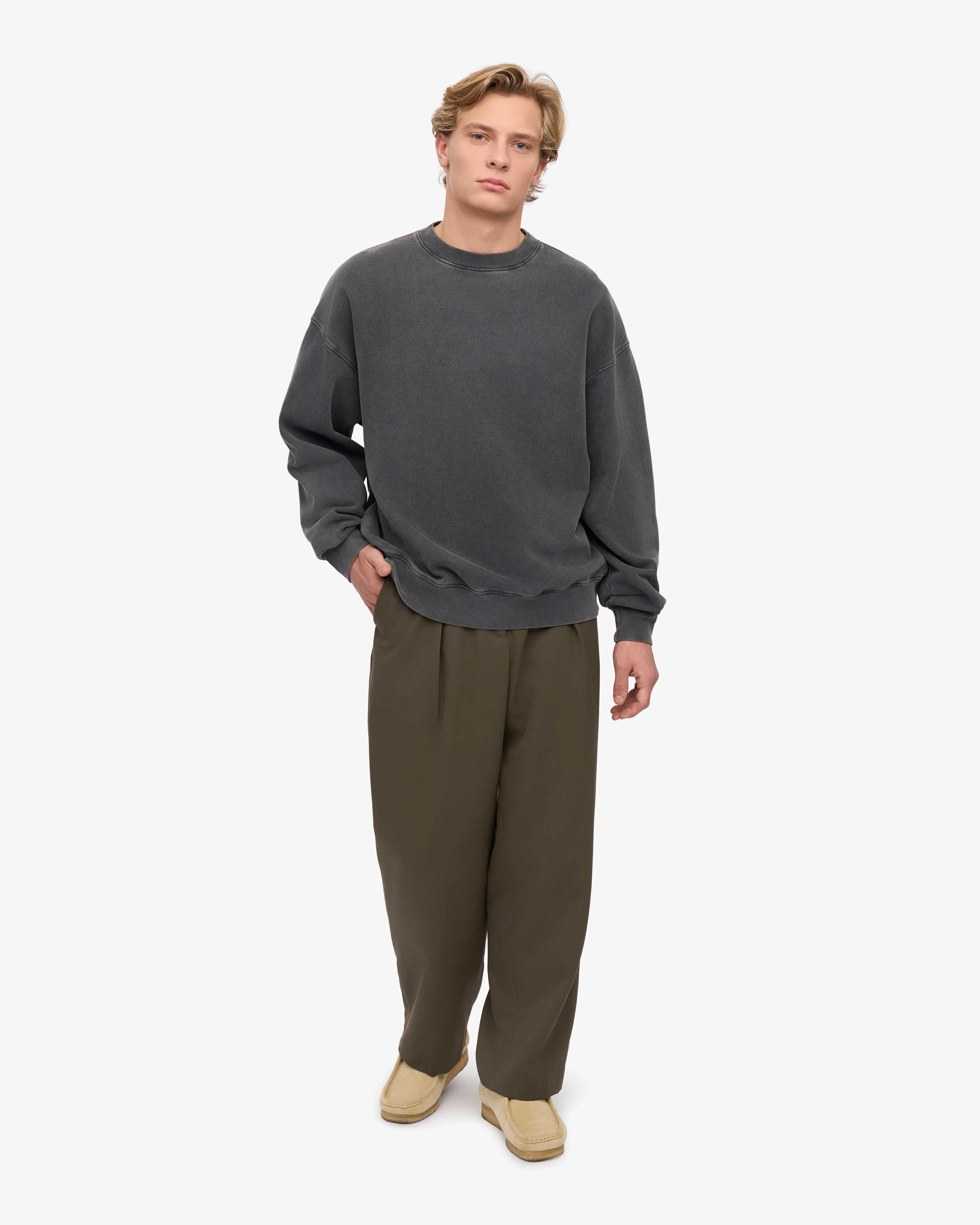 Organic Oversized Crew - Faded Black