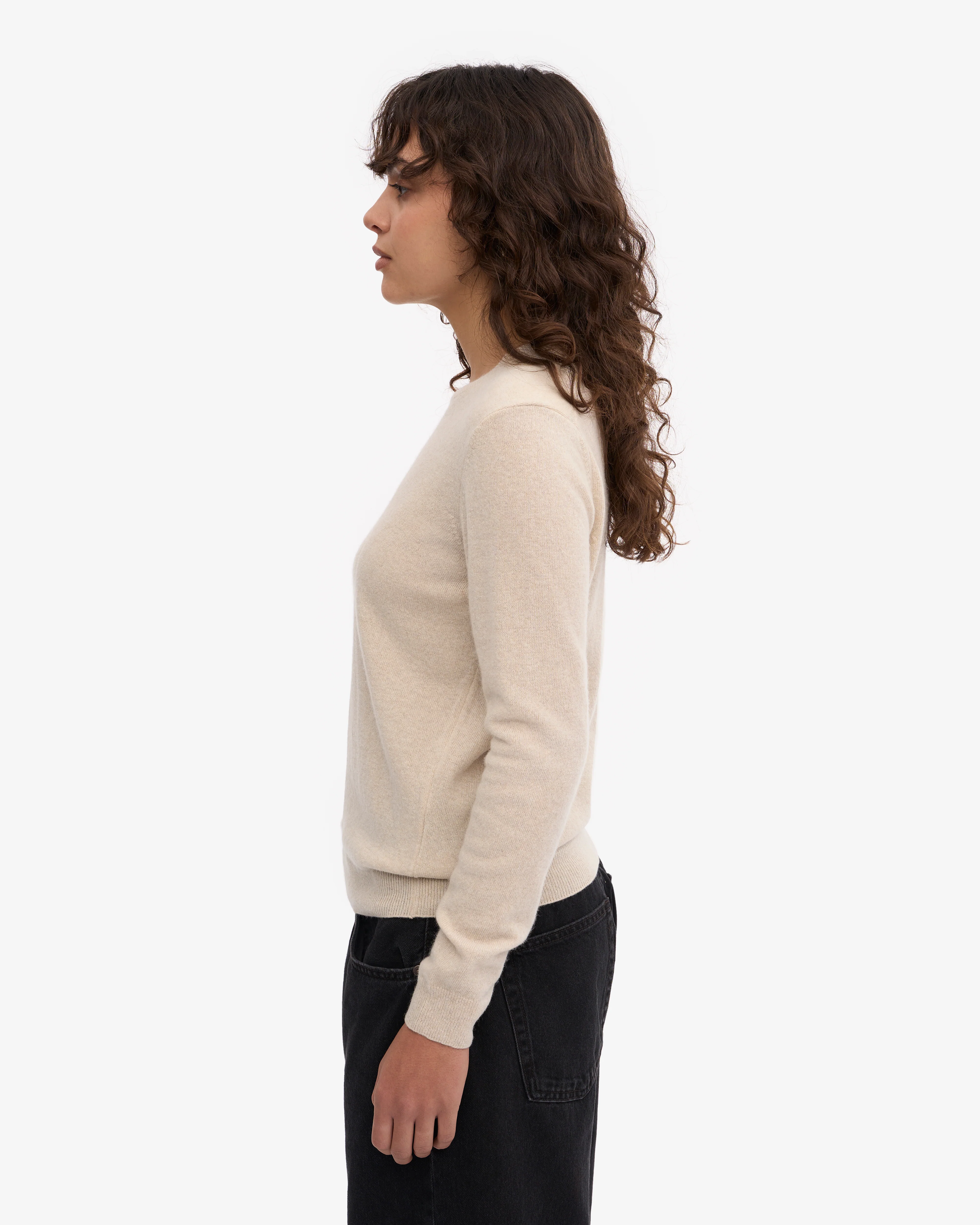 Women Light Merino Wool Crew - Ivory White