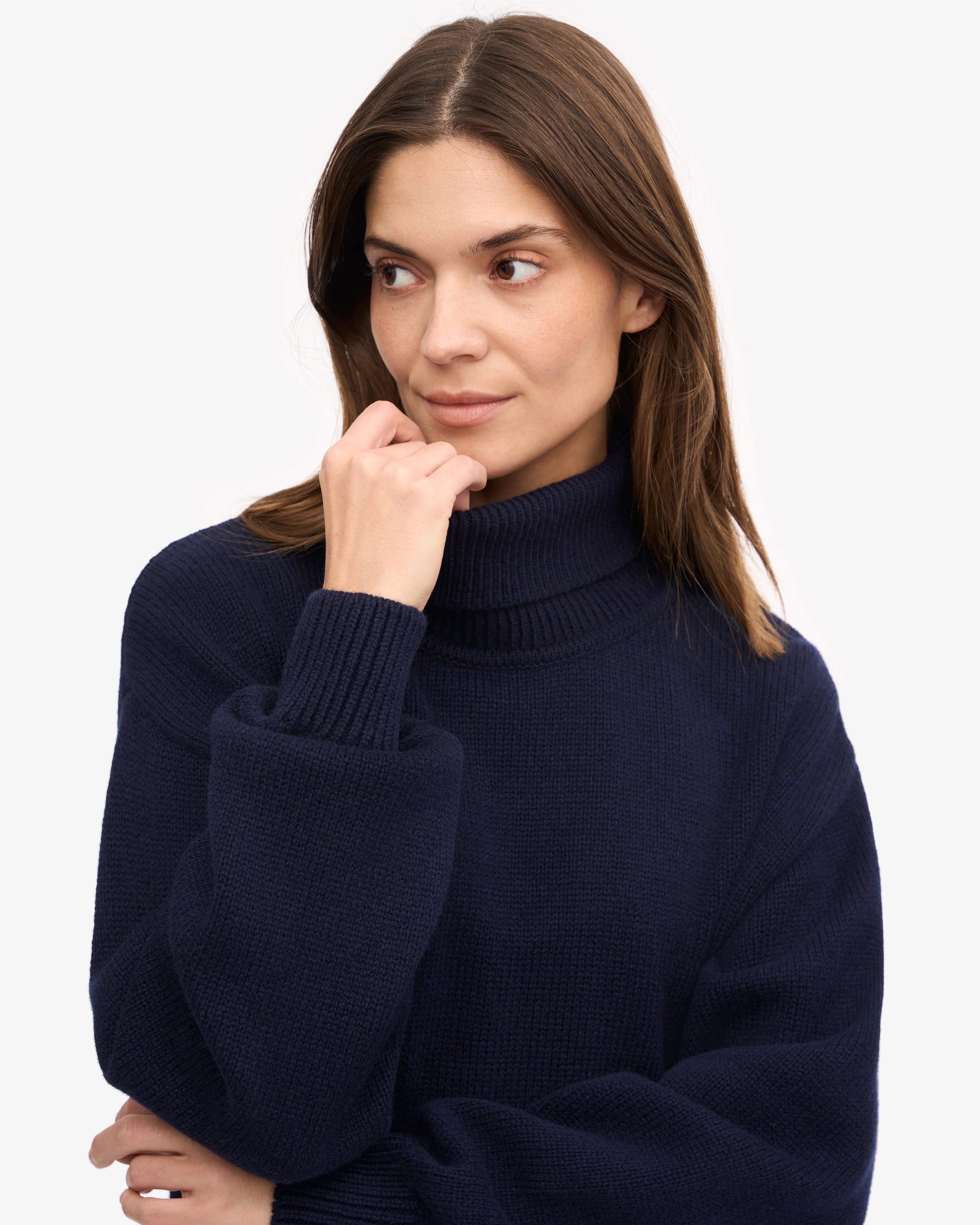 Merino Wool Turtleneck - Navy Blue
