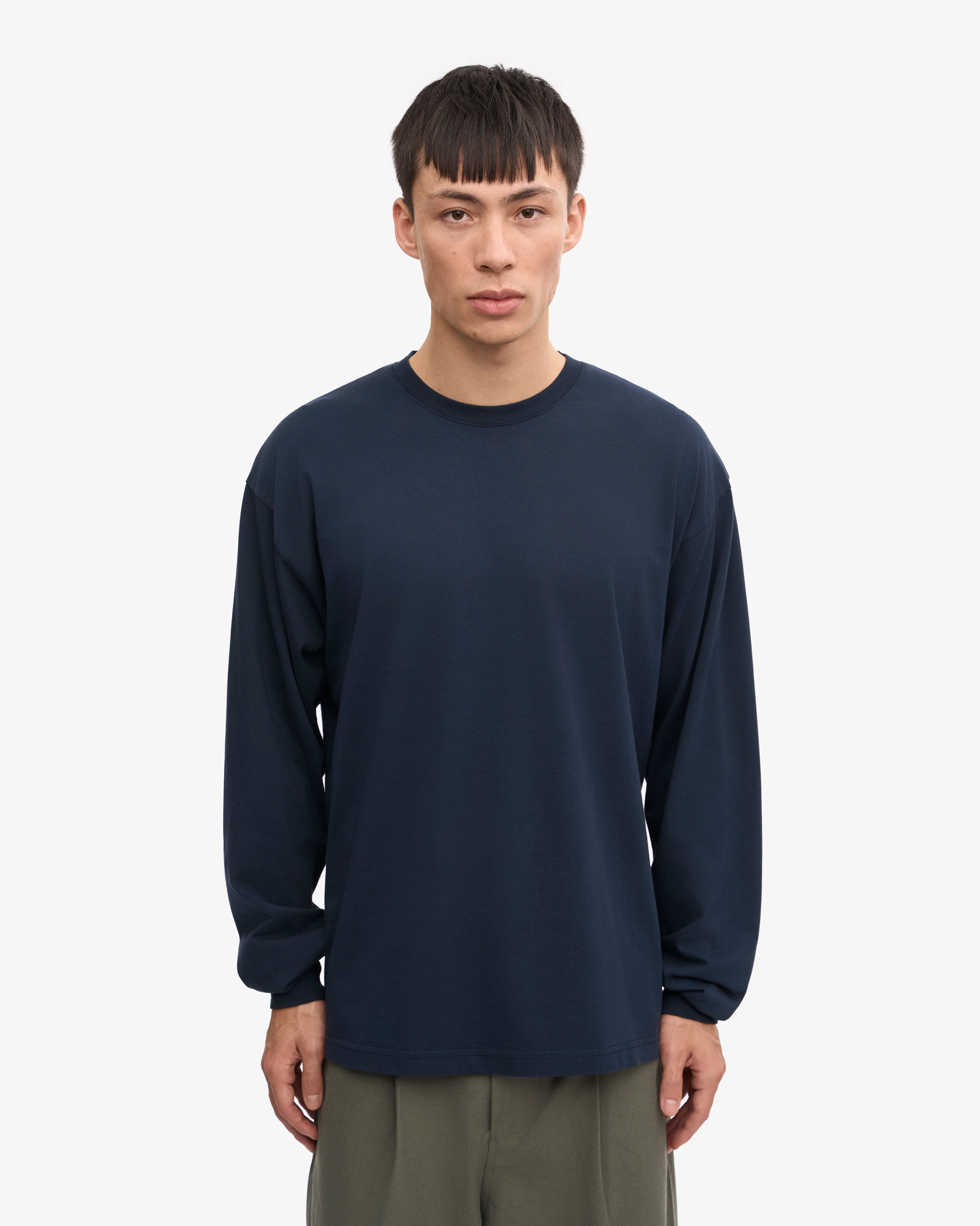 Oversized Organic LS T-Shirt - Navy Blue