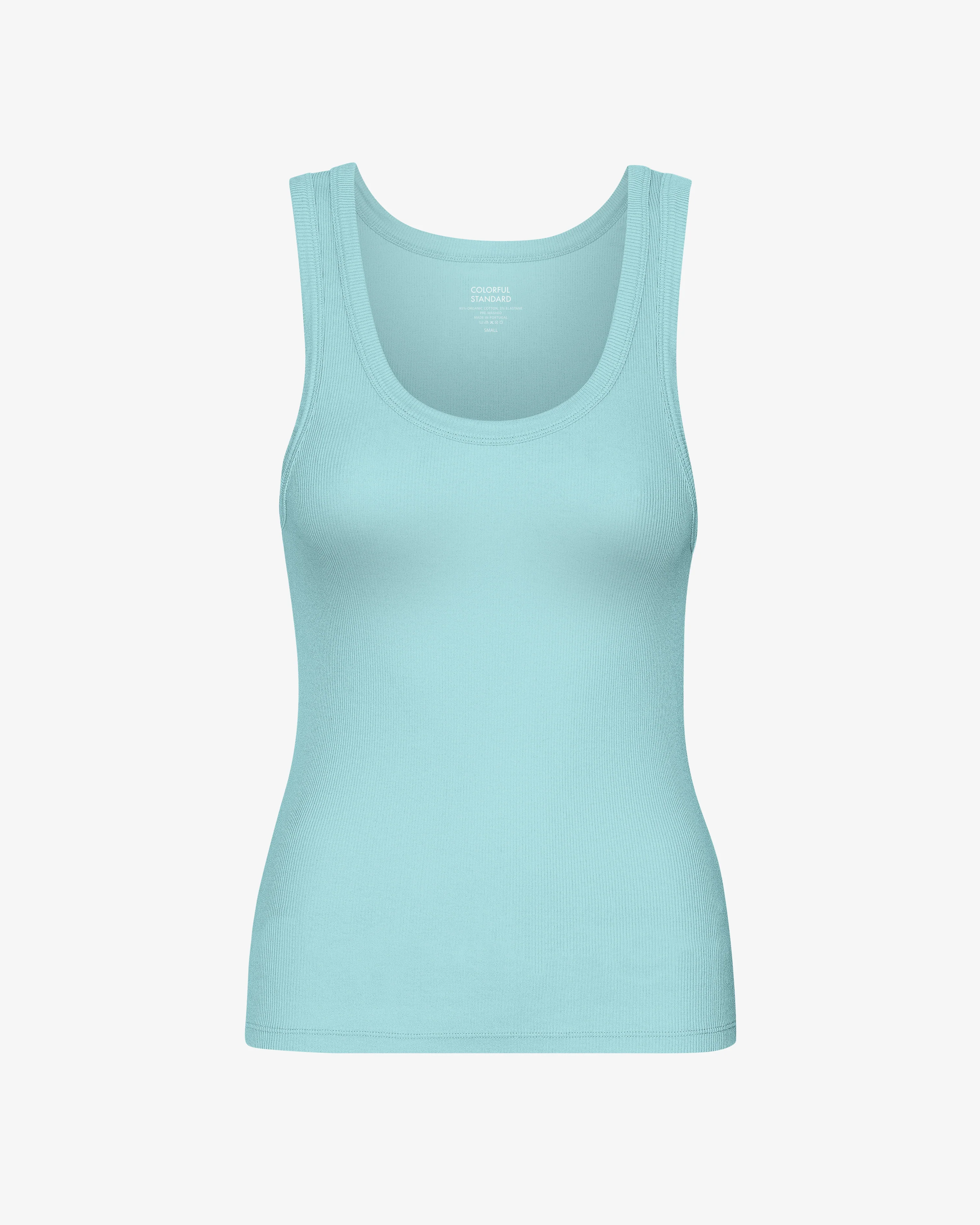 Women Organic Rib Tank Top - Teal Blue