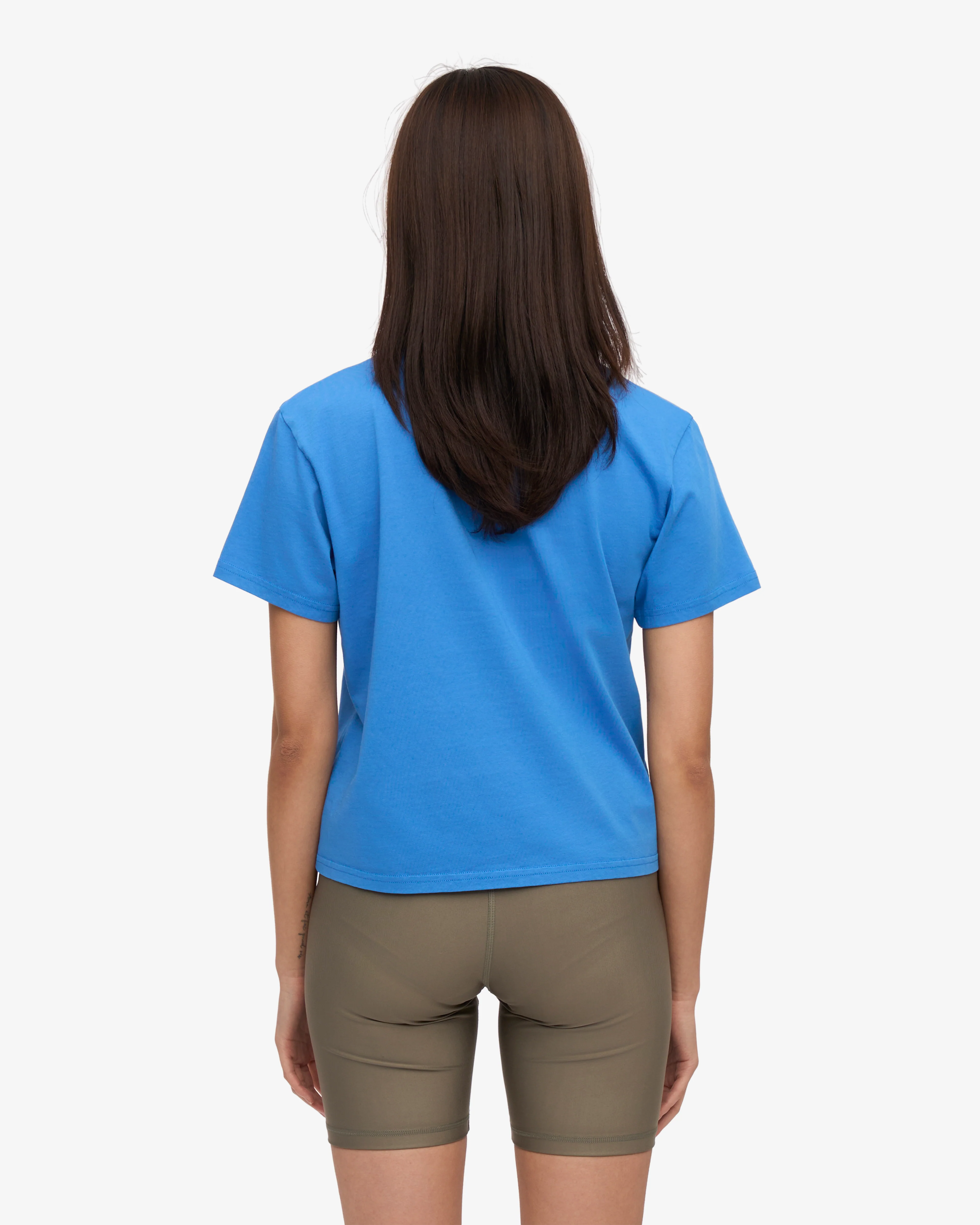 Organic Boxy Crop Tee - Pacific Blue