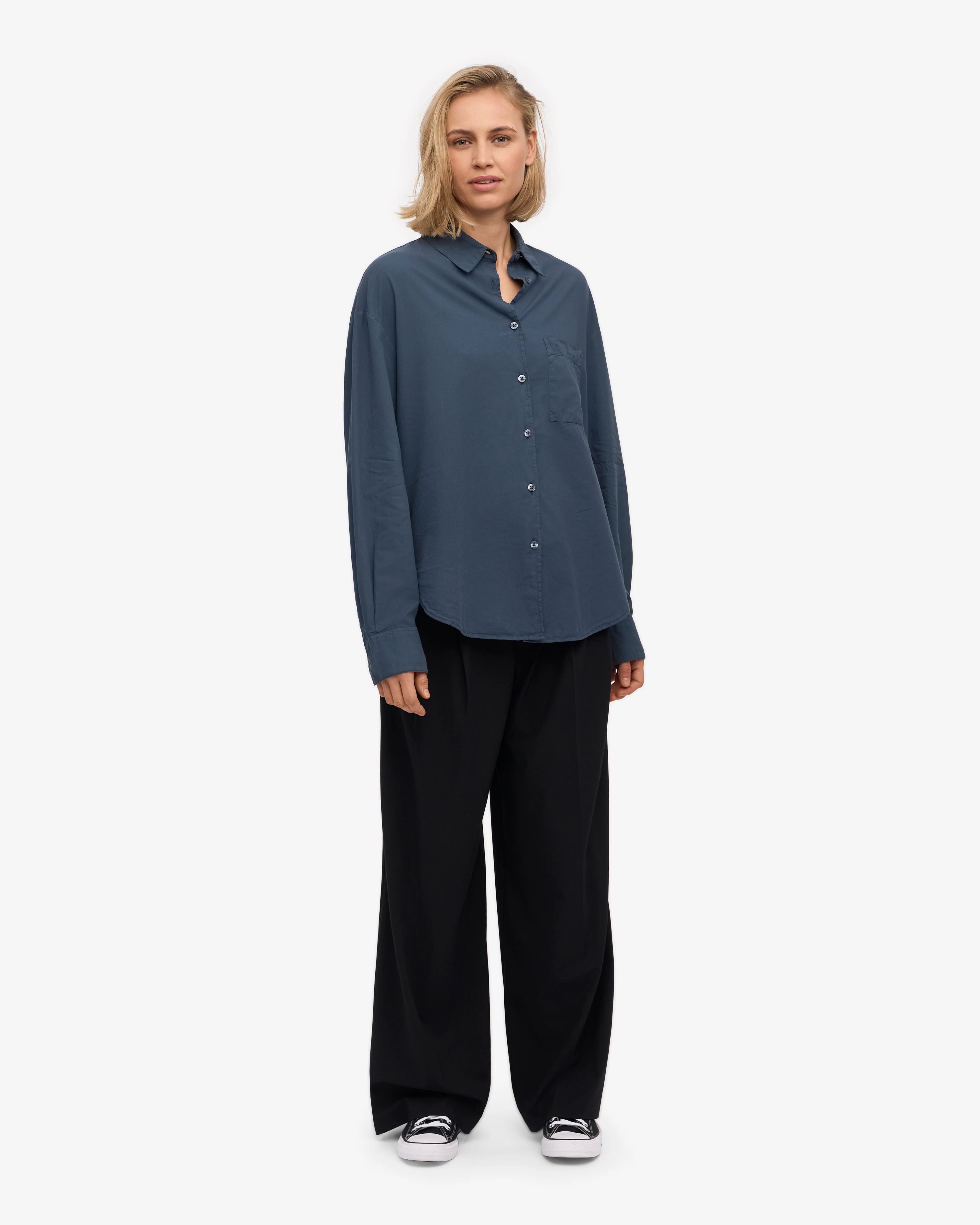 Organic Oversized Shirt - Petrol Blue