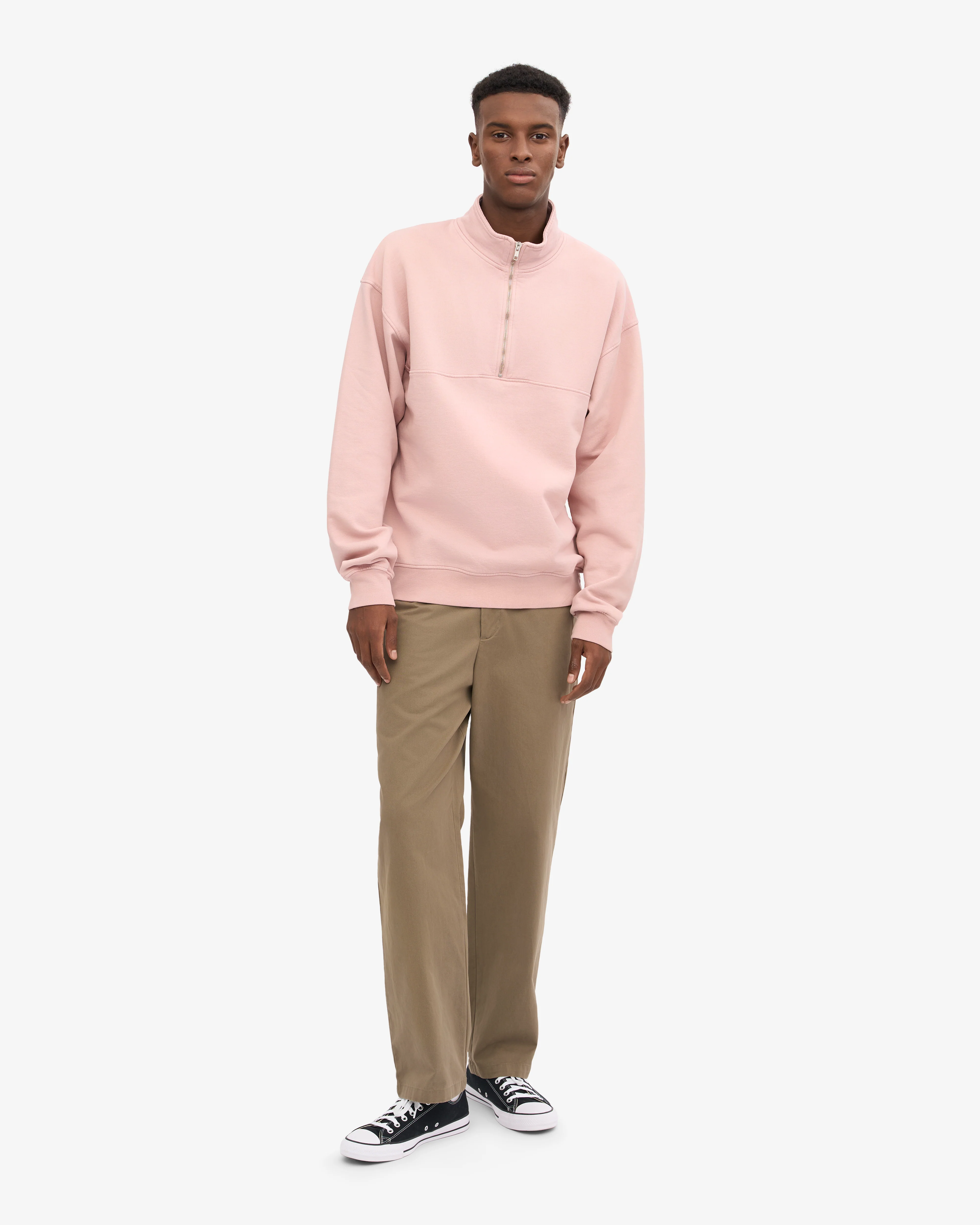 Organic Quarter Zip - Faded Pink