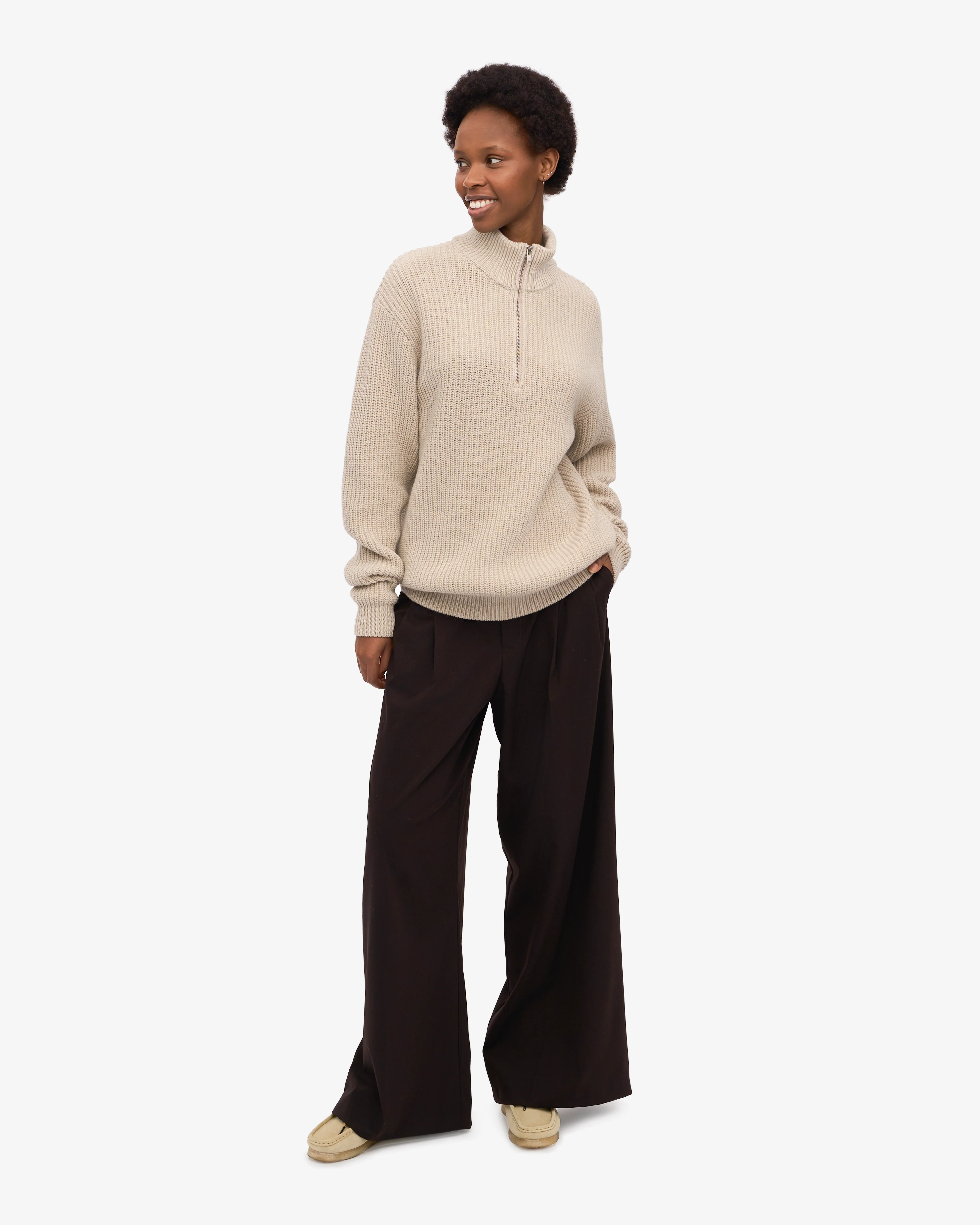Merino Quarter Zip - Ivory White