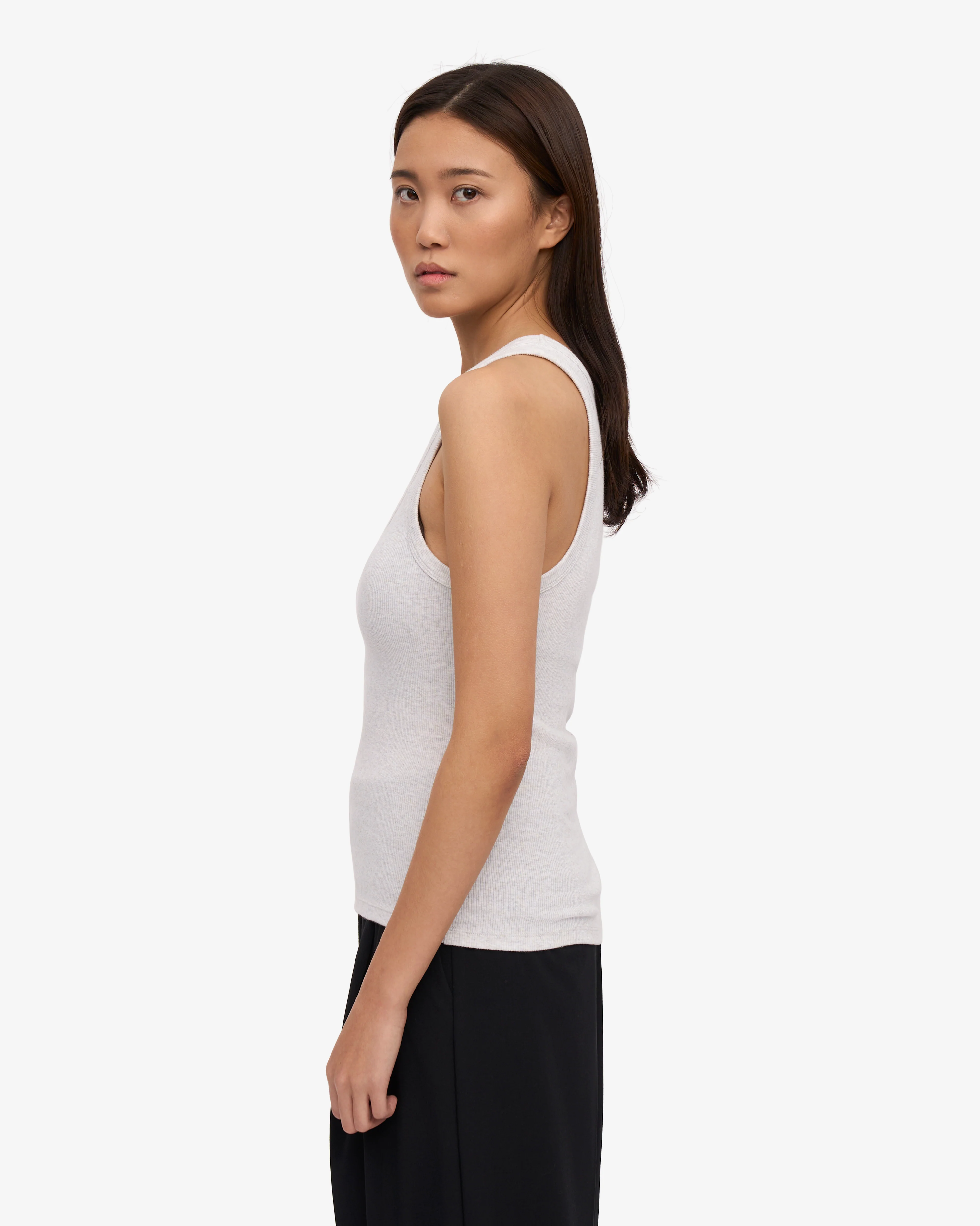 Women Organic Rib Tank Top - Snow Melange