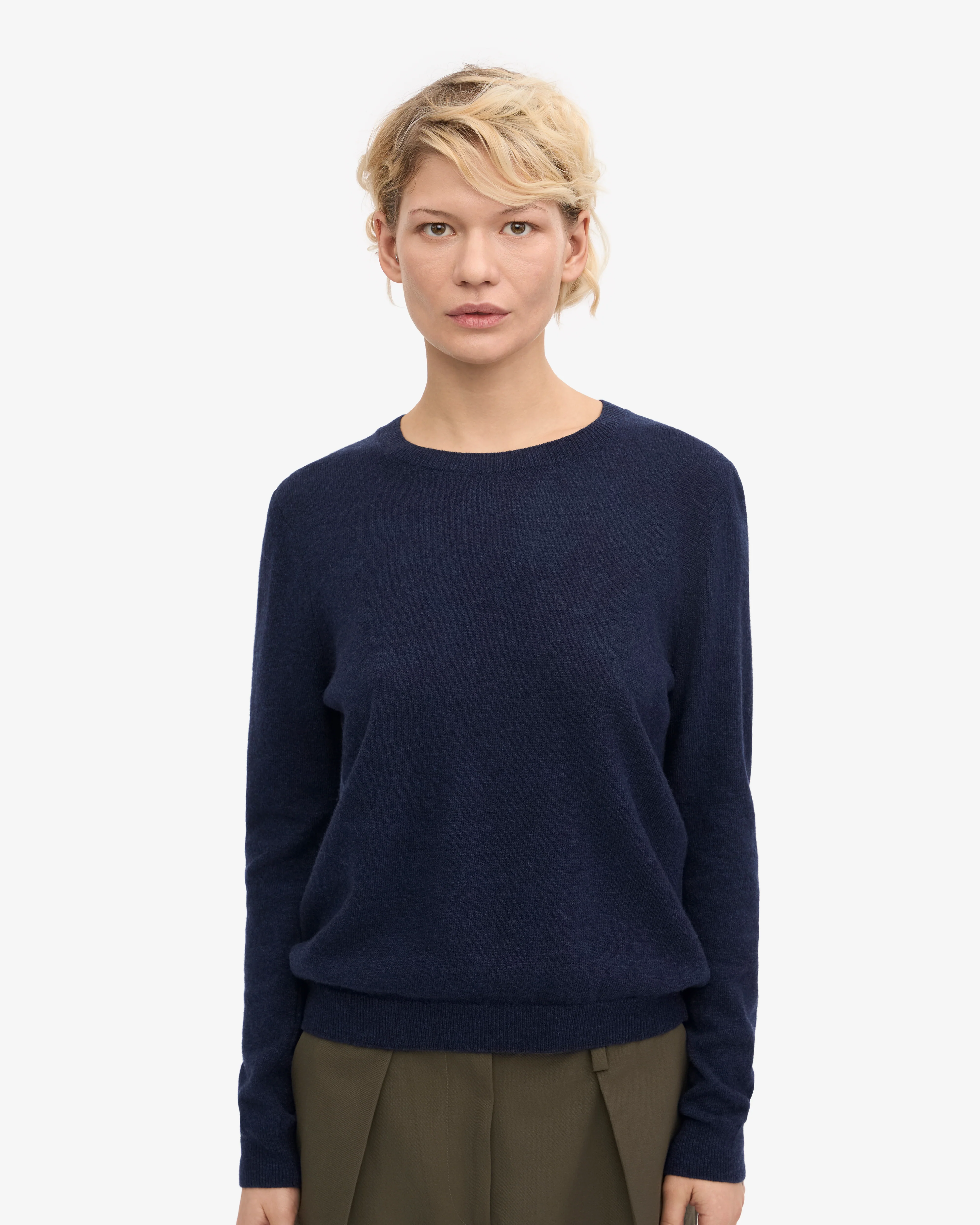 Women Light Merino Wool Crew - Marine Blue