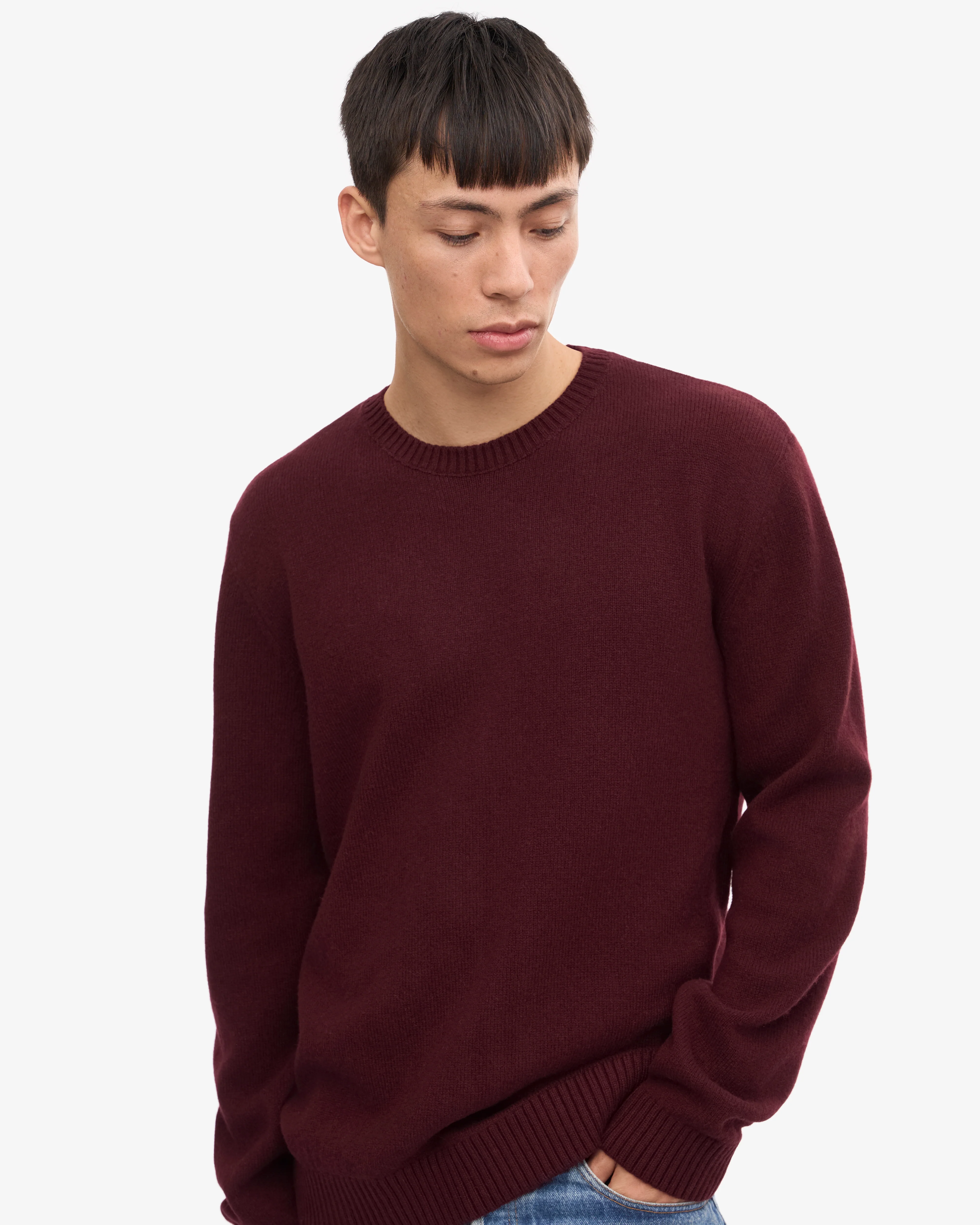 Classic Merino Wool Crew - Oxblood Red