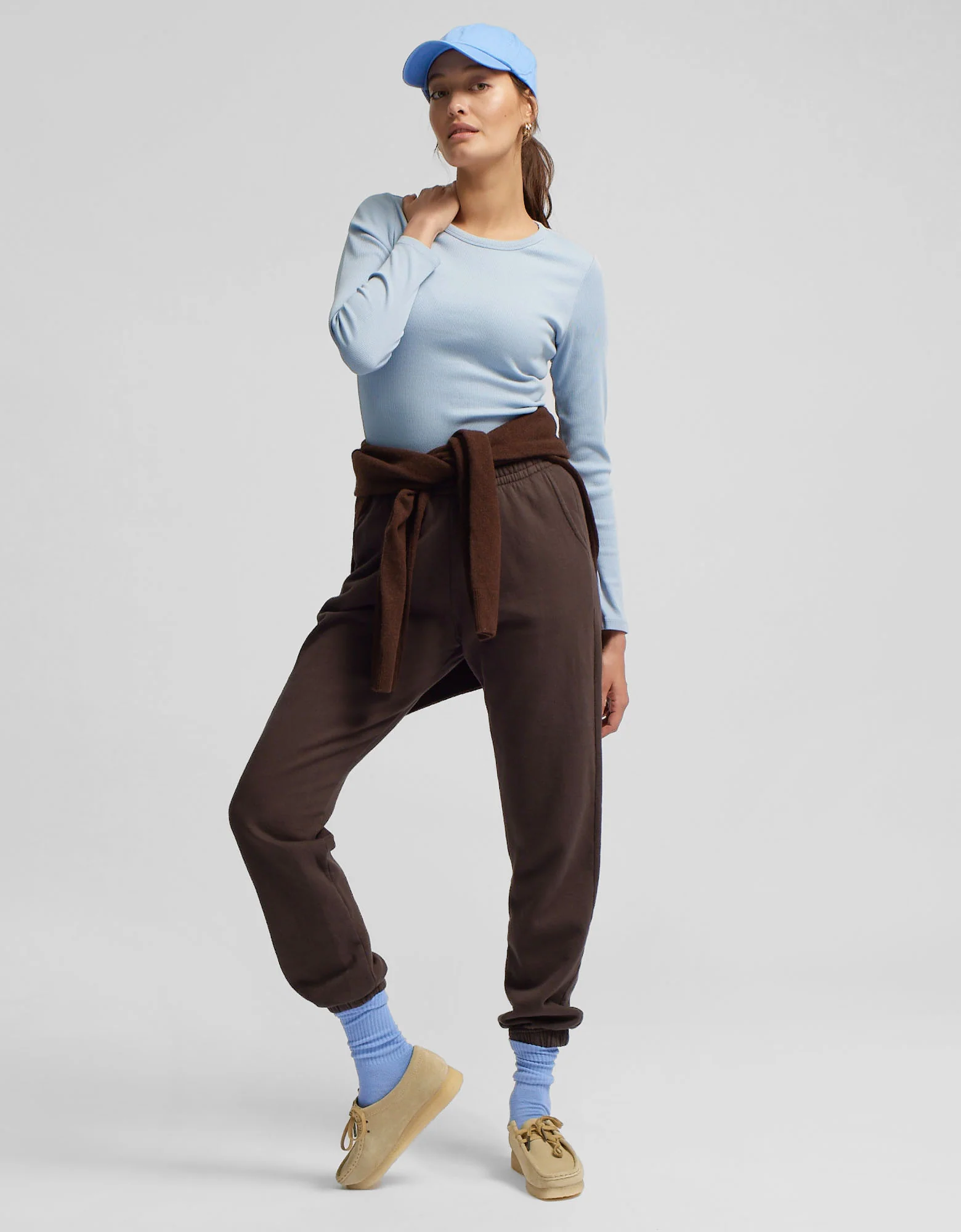 Women Organic Rib LS T-Shirt - Coffee Brown