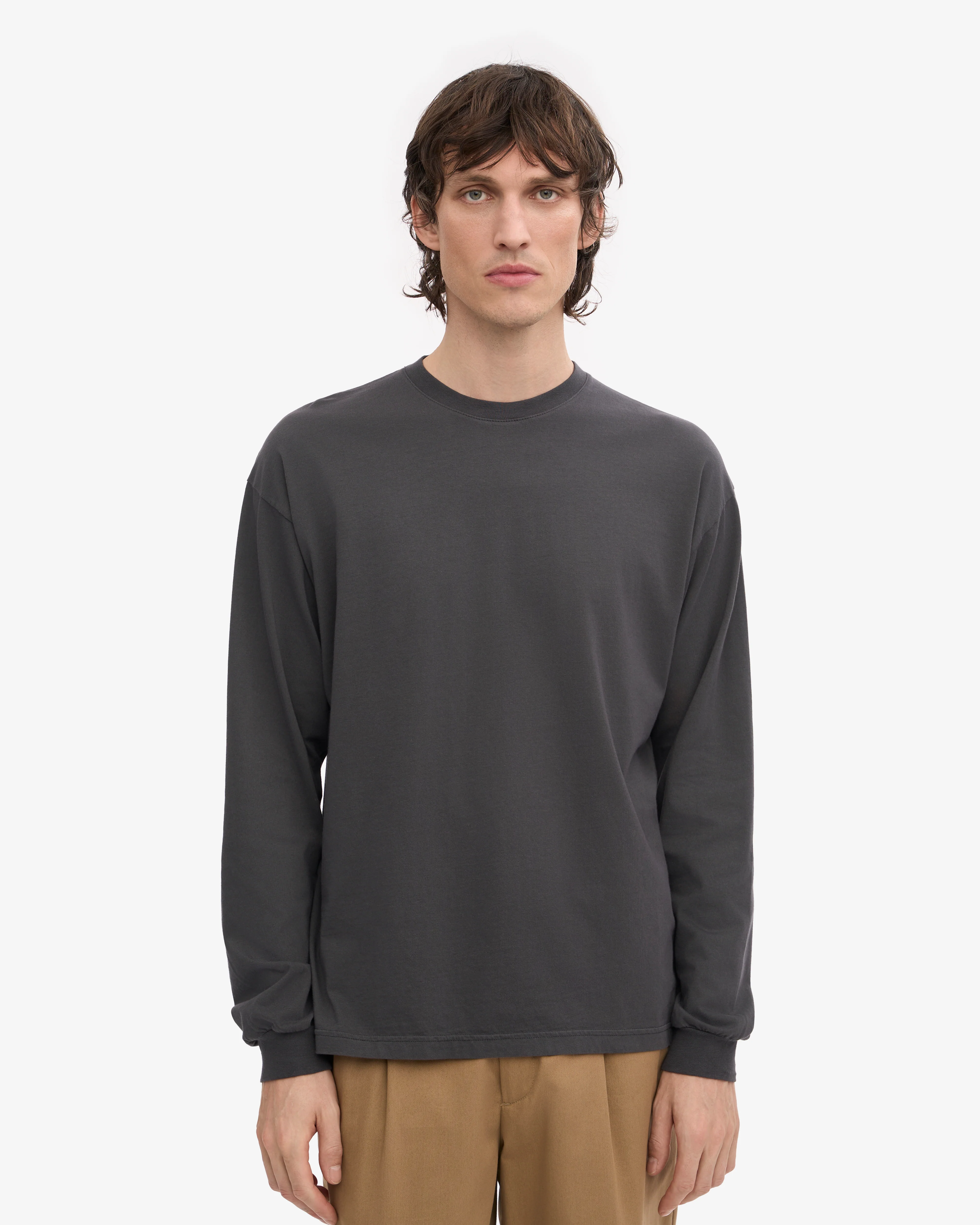 Oversized Organic LS T-Shirt - Lava Grey